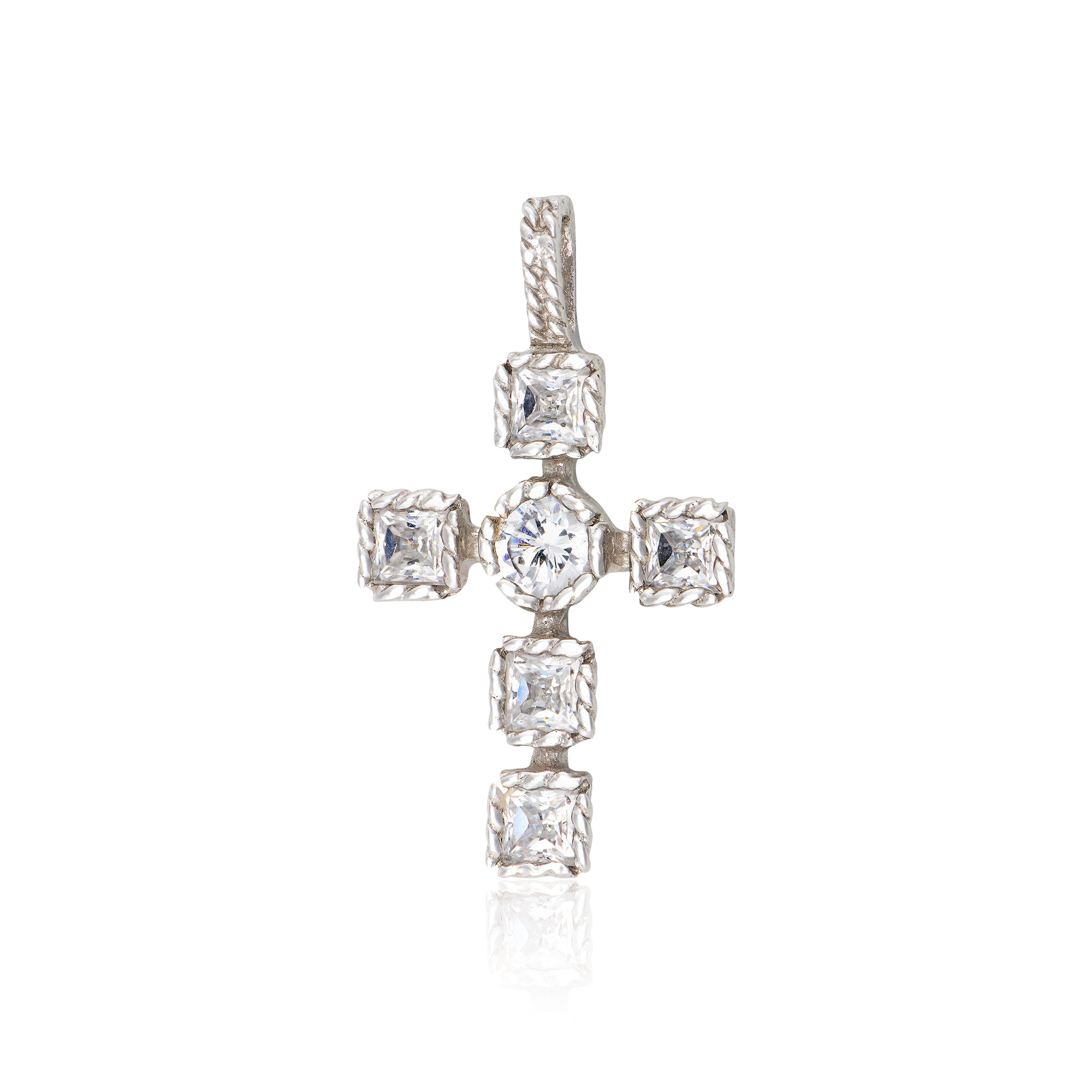 Σταυρός Βάπτισης για Κορίτσι Λευκό Χρυσό Κ14 με Πέτρες Ζιργκόν 002374