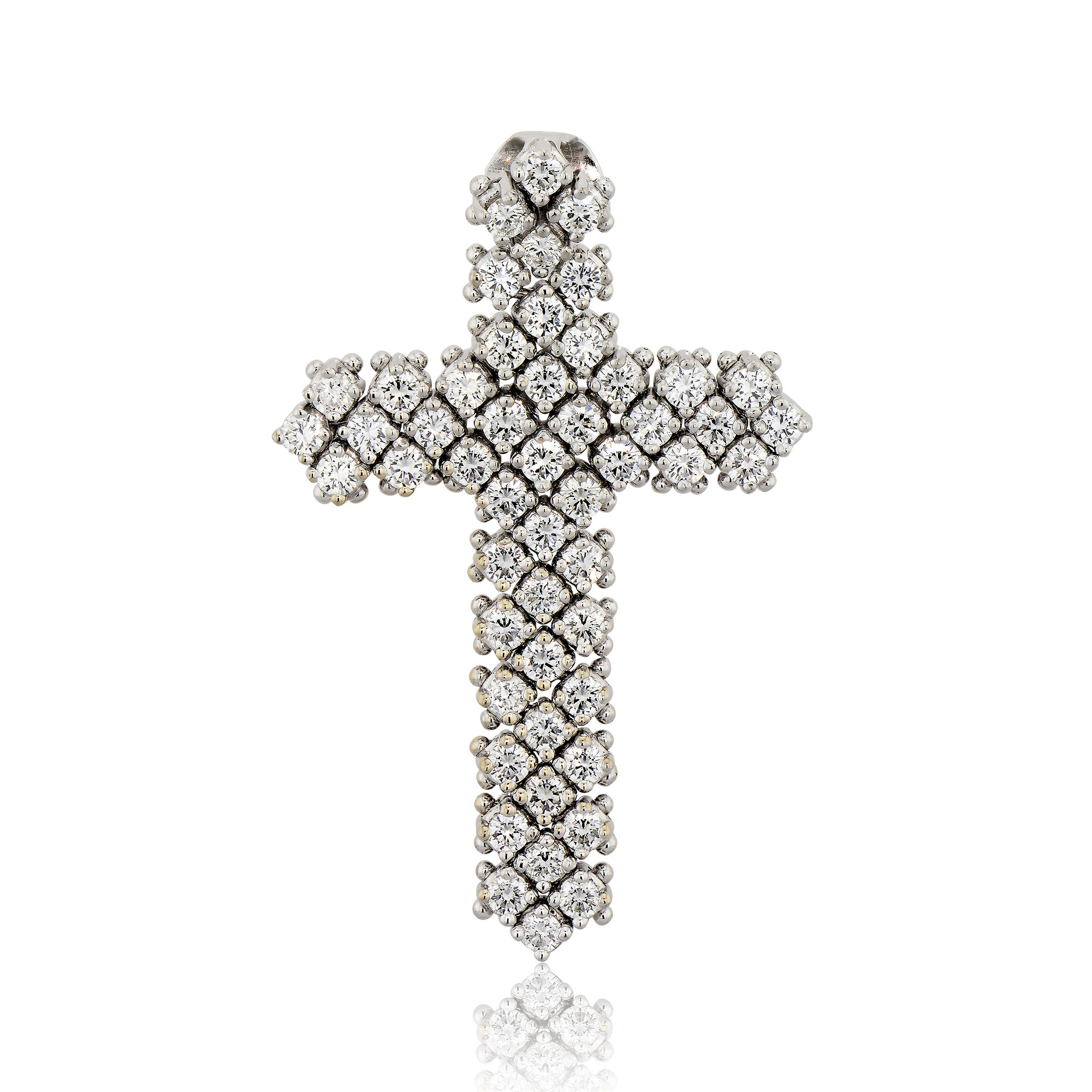 Σταυρός Γυναικείος Λευκό Χρυσό 18 Καρατίων Κ18 με Διαμάντια Μπριγιάν 002445