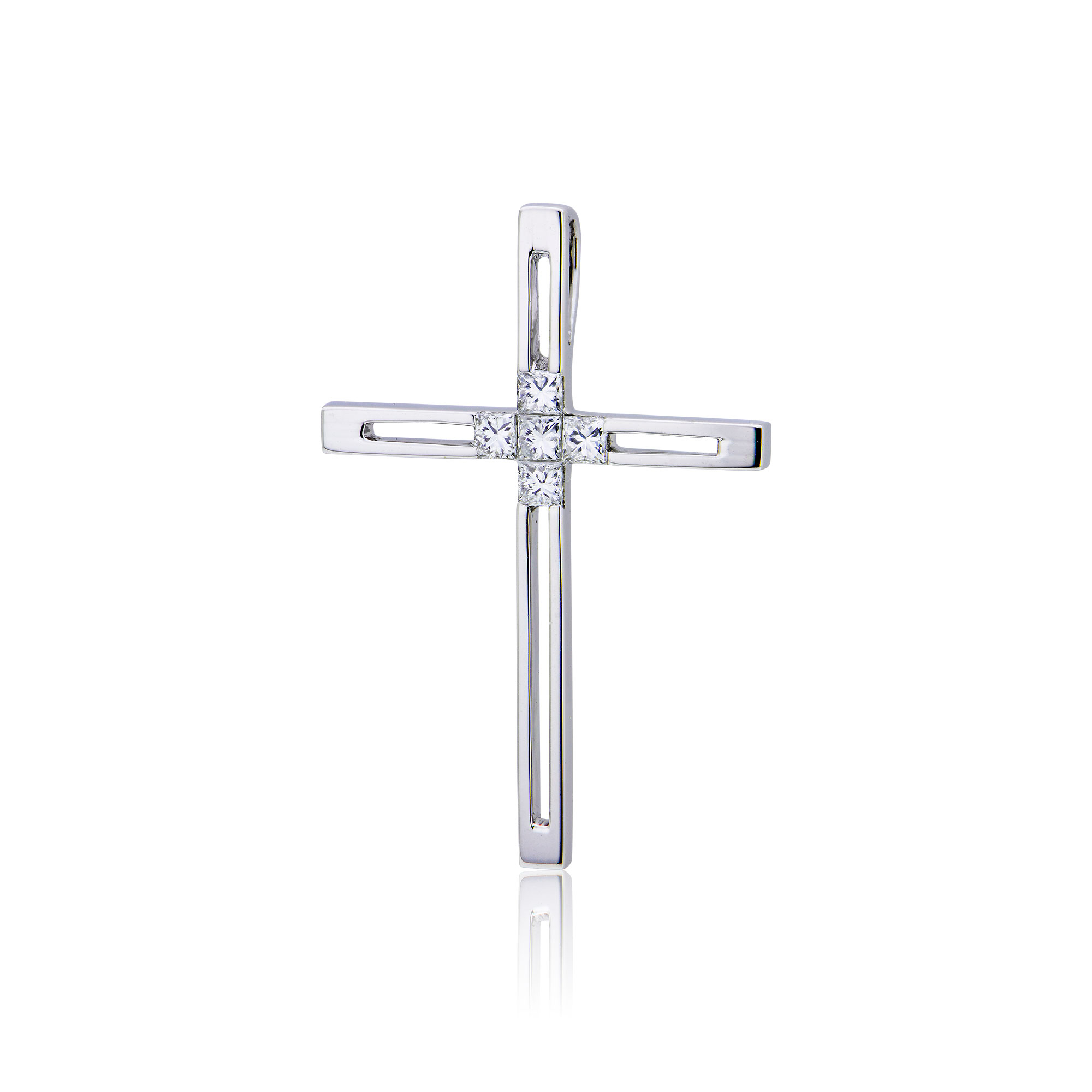 Σταυρός Βάπτισης για Κορίτσι Λευκό Χρυσό Κ18 με Διαμάντια Μπριγιάν 002461