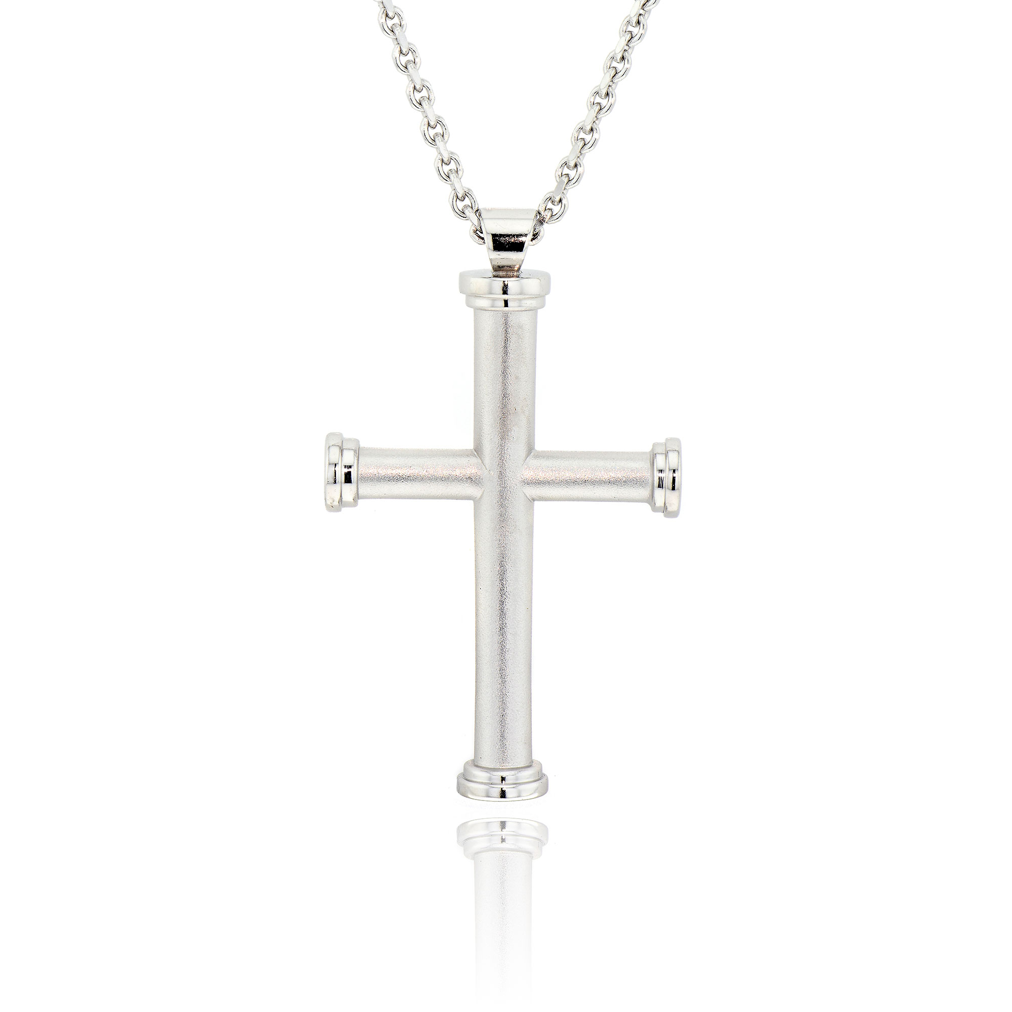 Σταυρός Ανδρικός με Αλυσίδα Λευκό Χρυσό 18 Καρατίων Κ18 002754