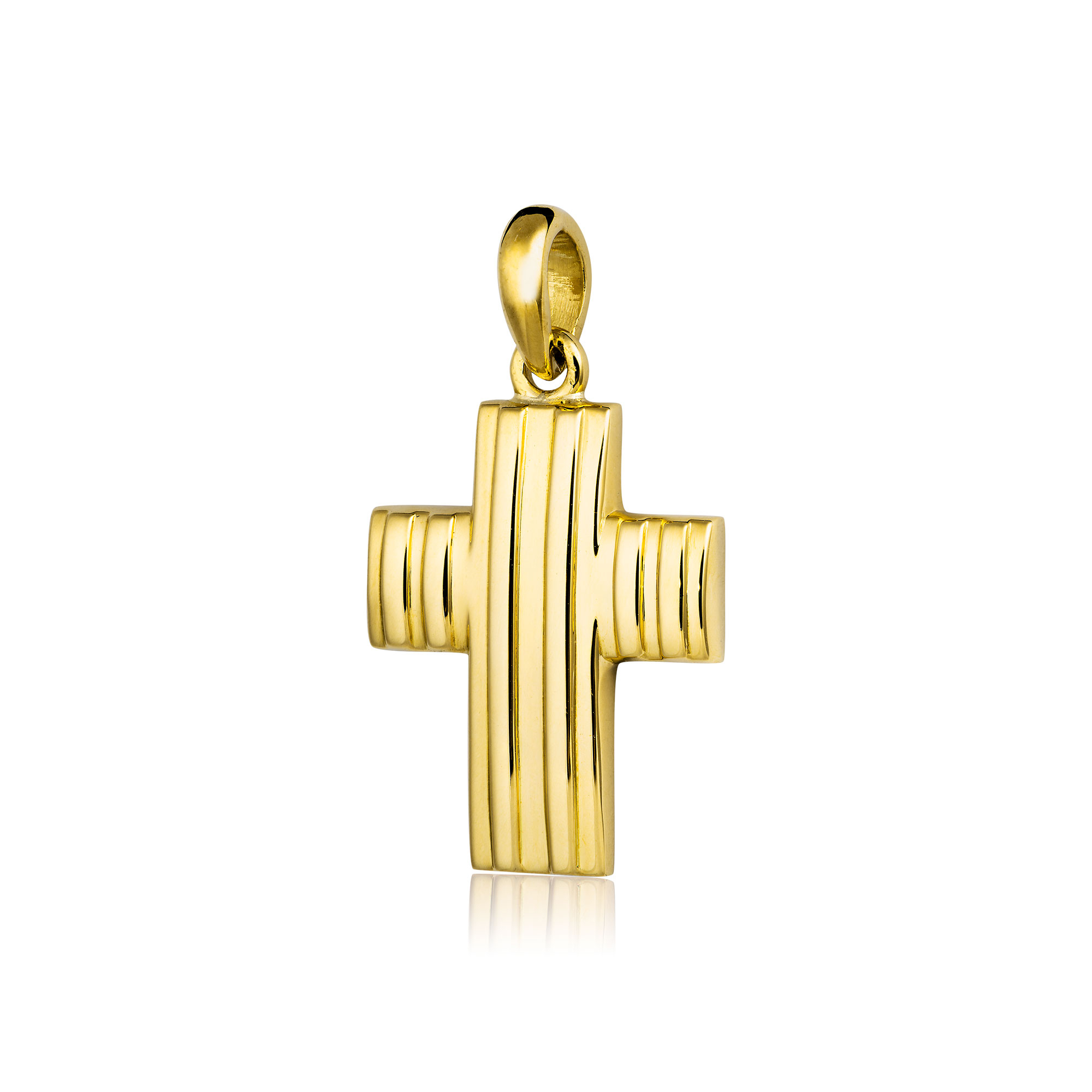 Σταυρός Βάπτισης για Αγόρι Σκέτος Κίτρινο Χρυσό 18 Καρατίων 007036