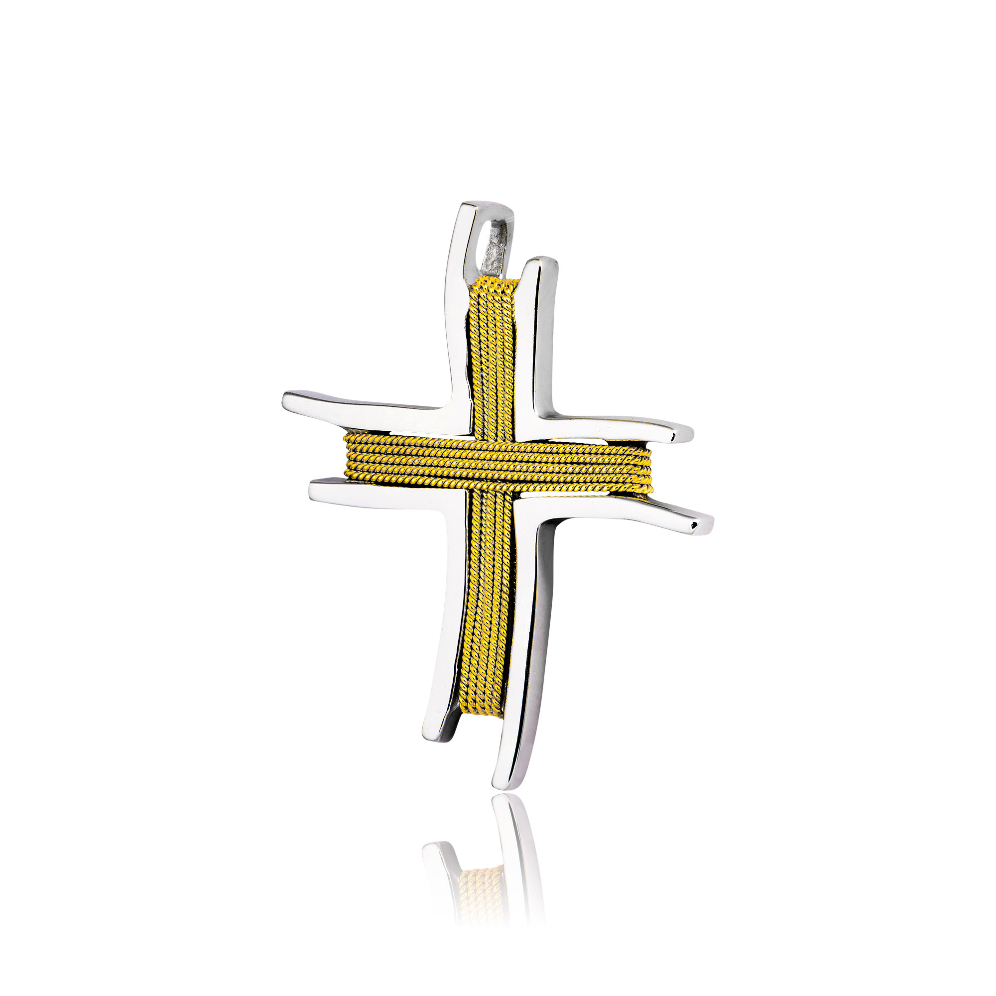 Σταυρός Κίτρινο και Λευκό Χρυσό 18 Καρατίων Κ18 007455