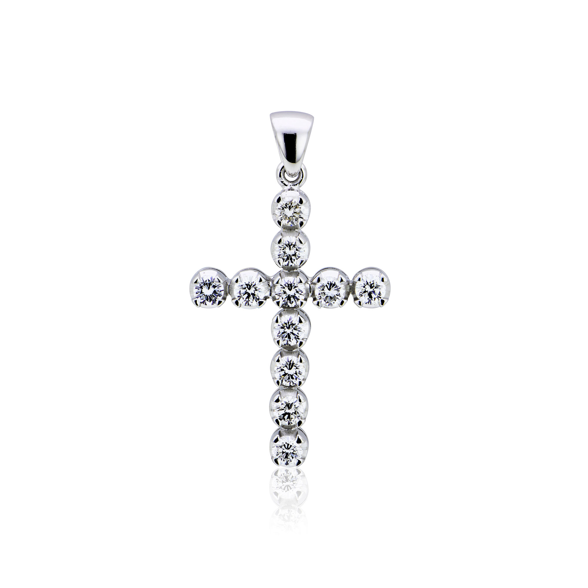 Σταυρός Βάπτισης Σειρέ για Κορίτσι Λευκό Χρυσό Κ18 με Διαμάντια Μπριγιάν 008363