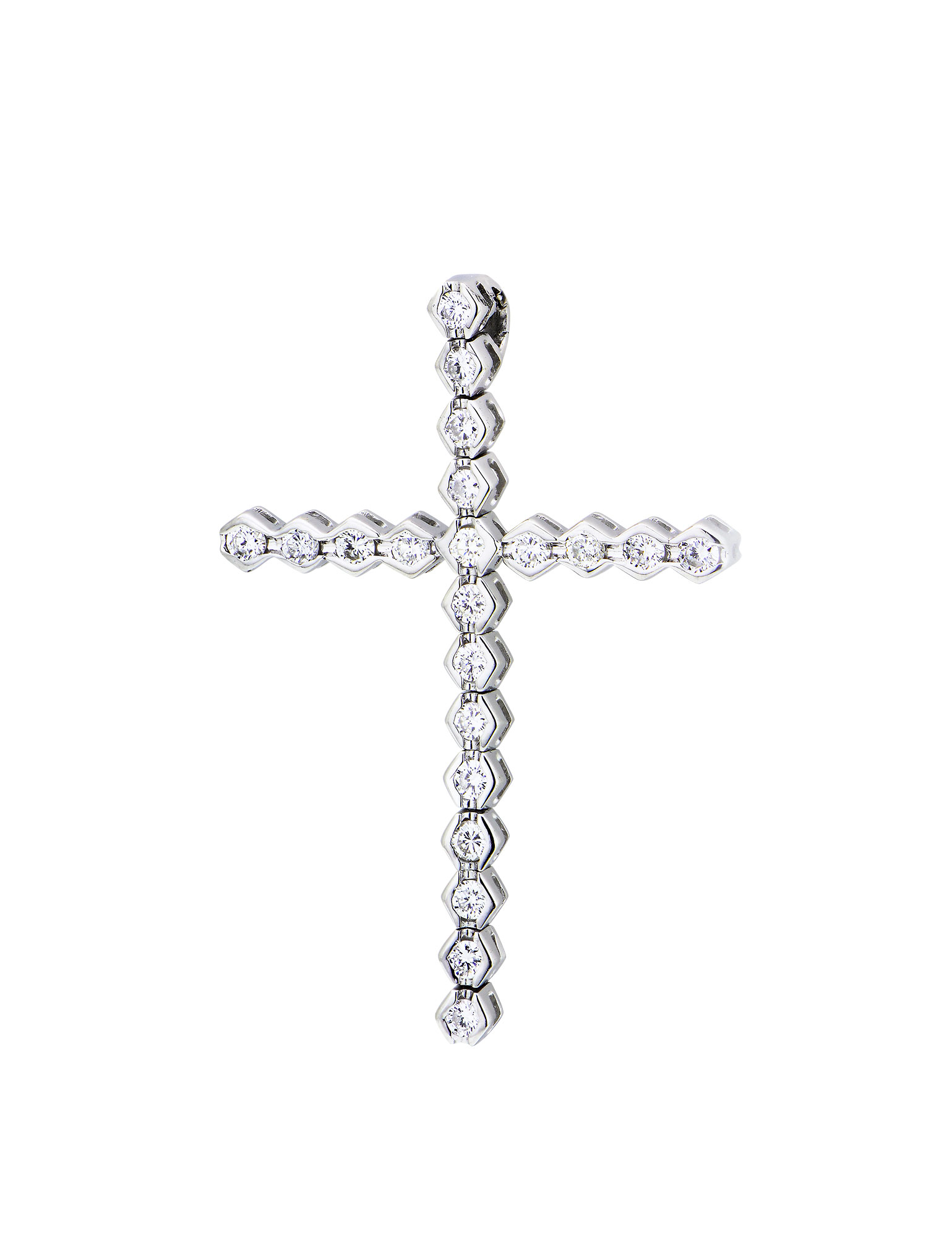 Γυναικείος Σταυρός από Λευκό Χρυσό Κ18 με Διαμάντια Μπριγιάν 009460
