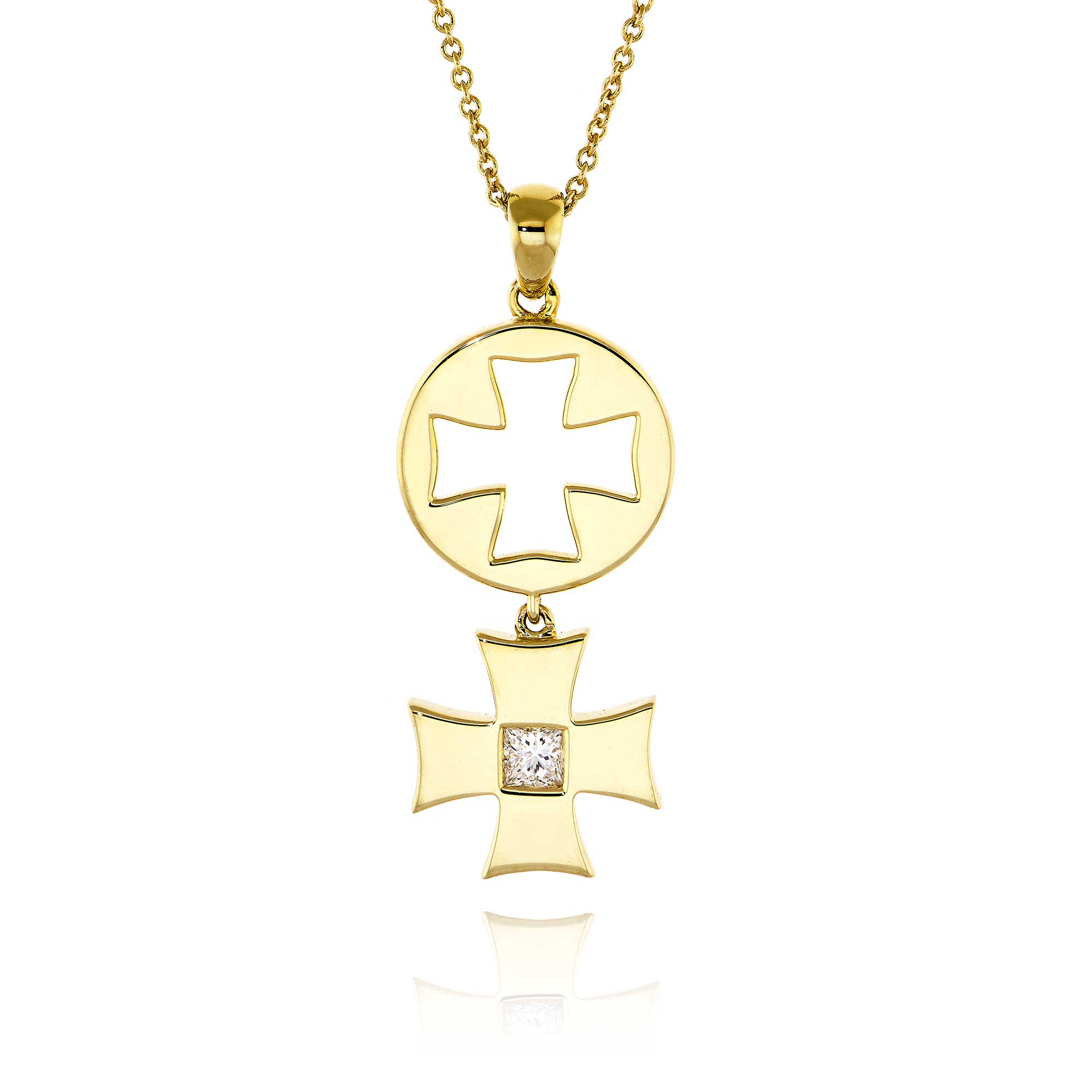 Γυναικείος Σταυρός από Κίτρινο Χρυσό Κ18 με Διαμάντια 010608