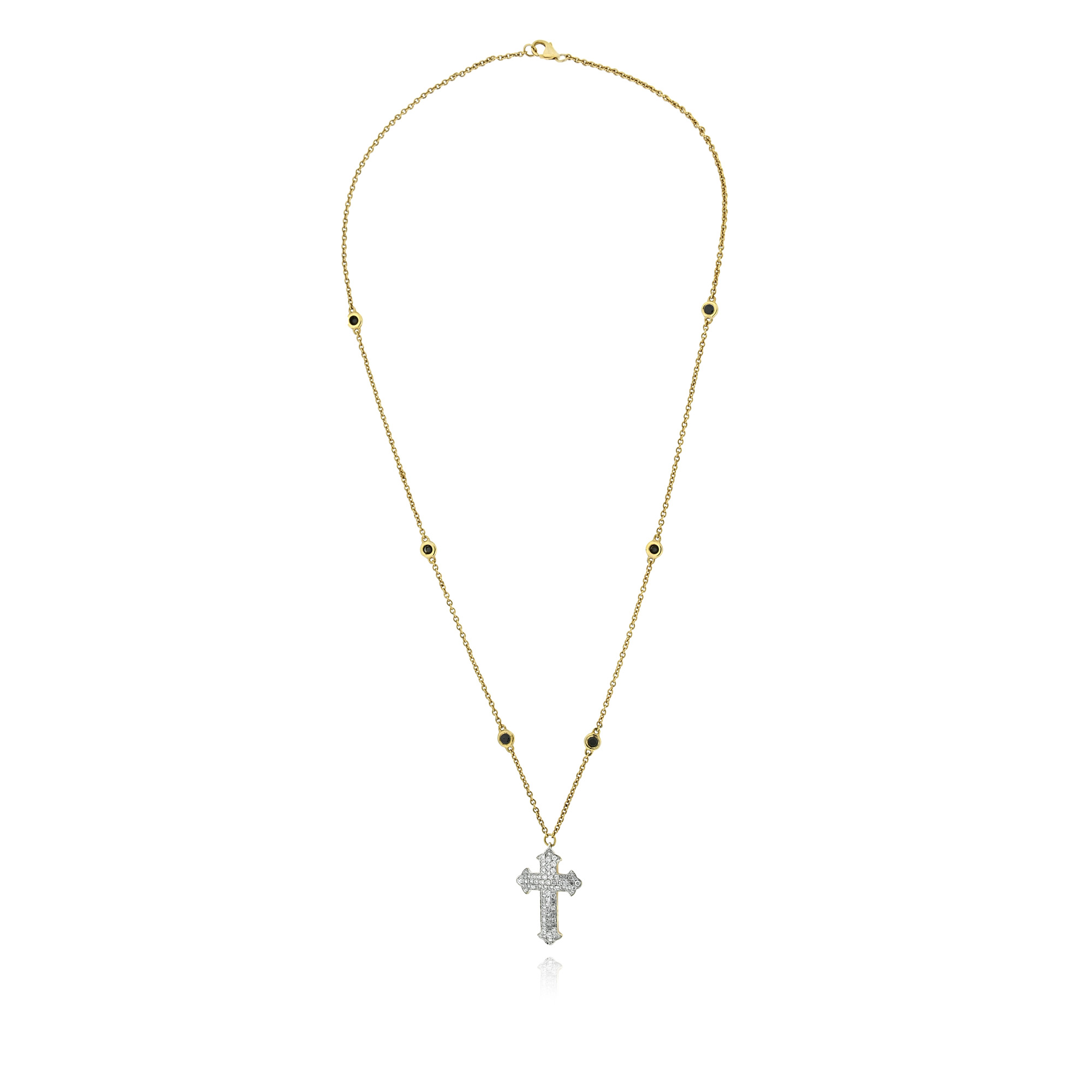 Σταυρός Βάπτισης με Αλυσίδα για Κορίτσι από Κίτρινο Χρυσό Κ18 με Διαμάντια 014502
