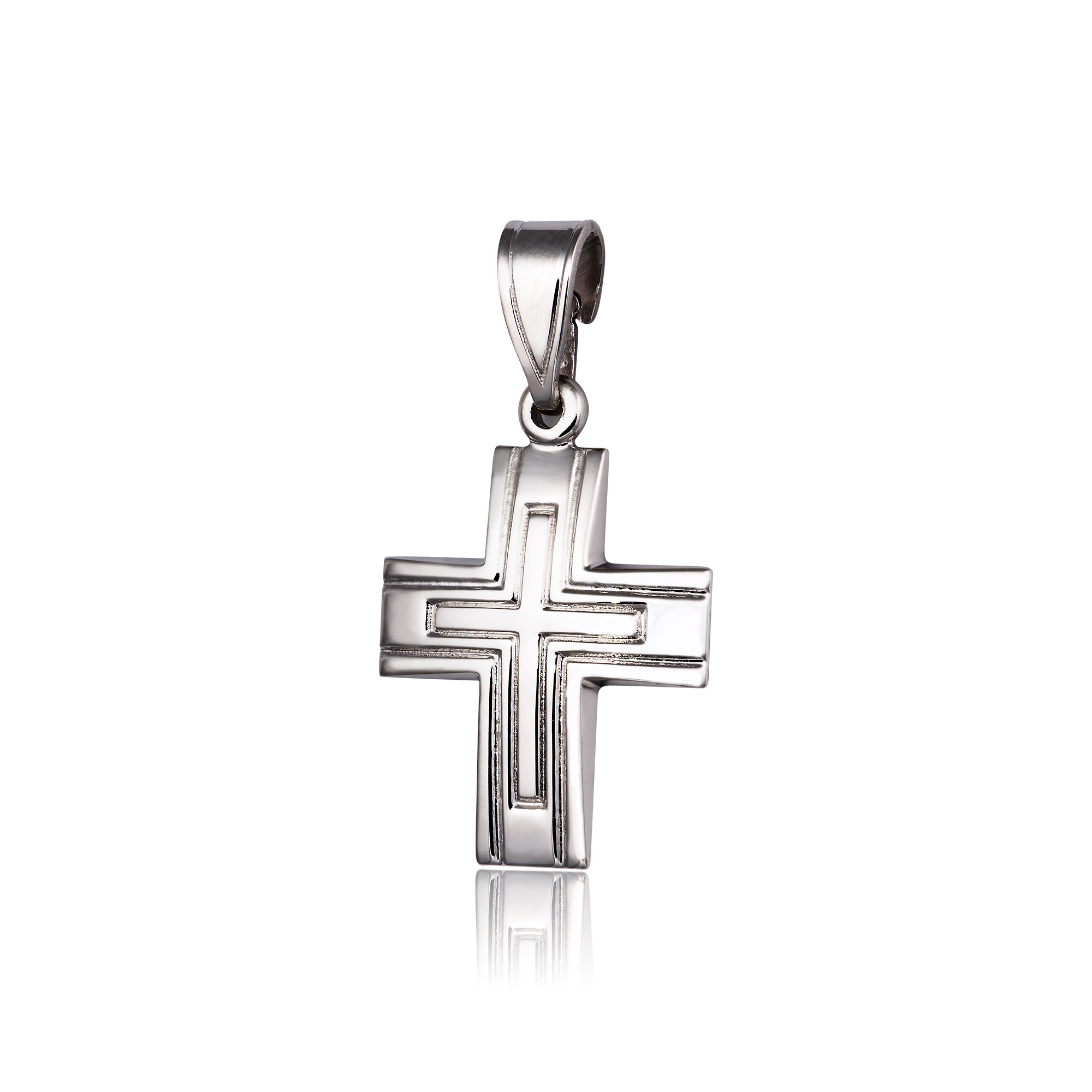 Σταυρός Βάπτισης για Αγόρι Σκέτος Λευκό Χρυσό 14 Καρατίων Κ14 015428