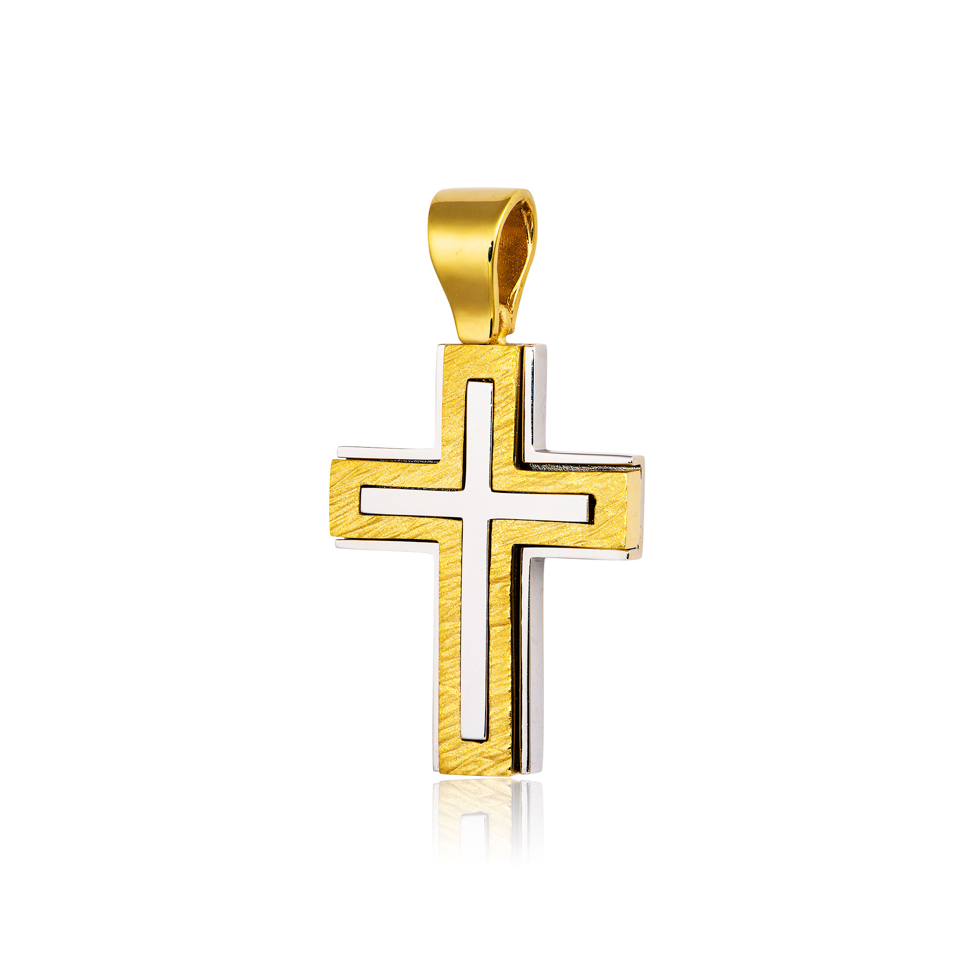 Σταυρός Βάπτισης για Αγόρι Σκέτος Κίτρινο και Λευκό Χρυσό Κ18 015665