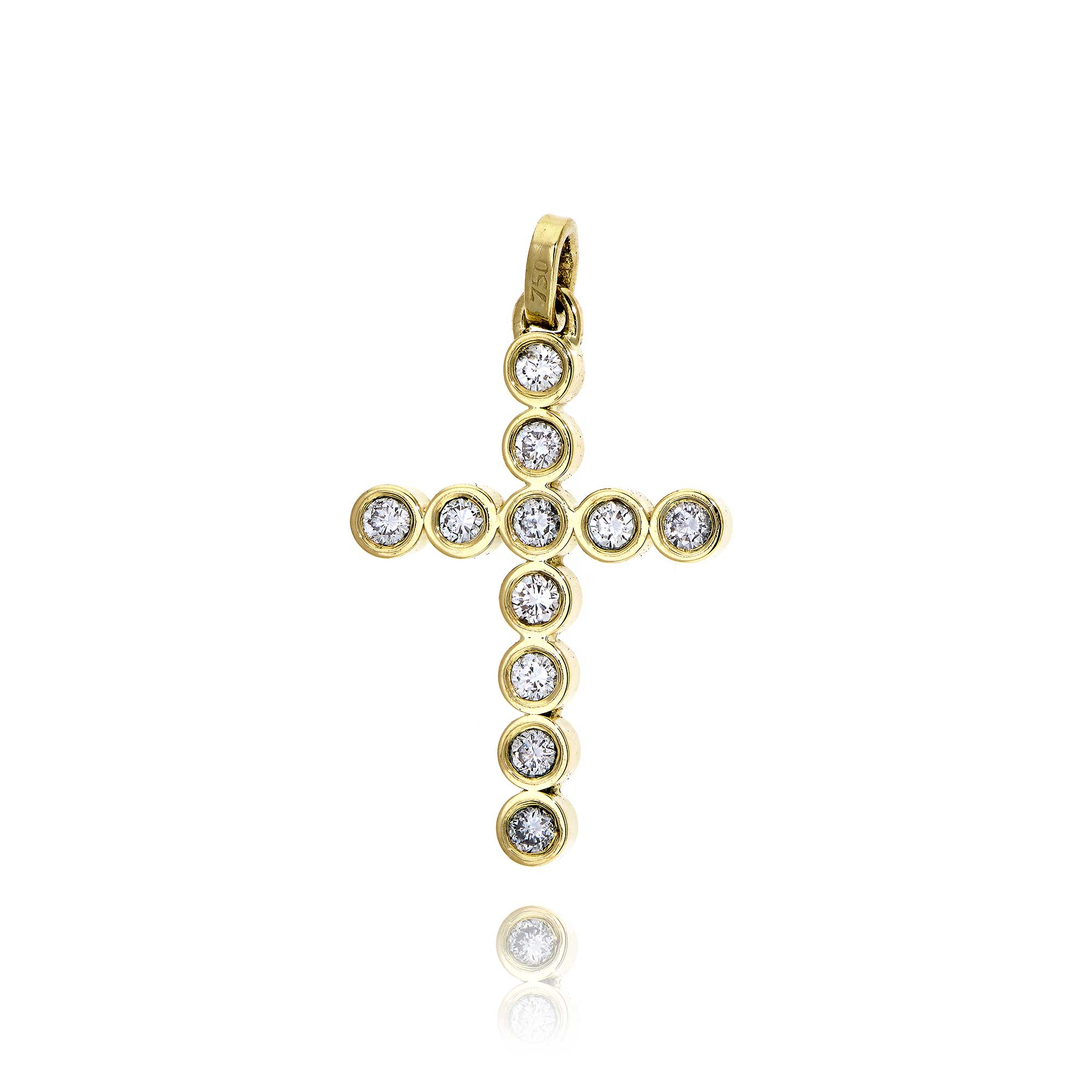 Σταυρός Βάπτισης από Κίτρινο Χρυσό Κ18 και Διαμάντια 018883