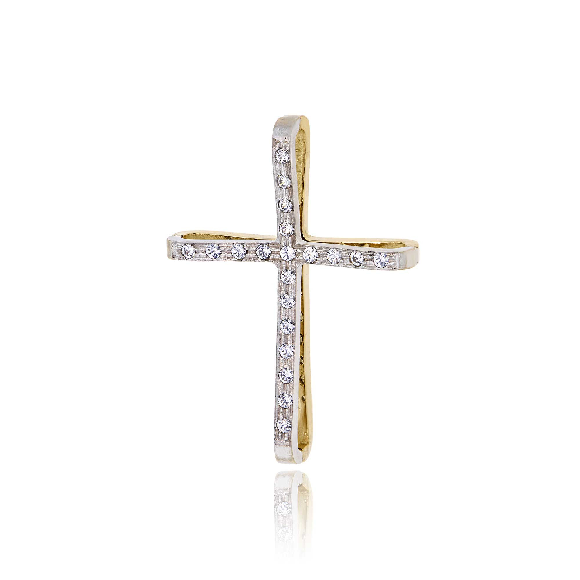 Σταυρός Βάπτισης για Κορίτσι Val΄Oro Κίτρινο Λευκό Χρυσό Κ14 με Πέτρες Ζιργκόν 031865