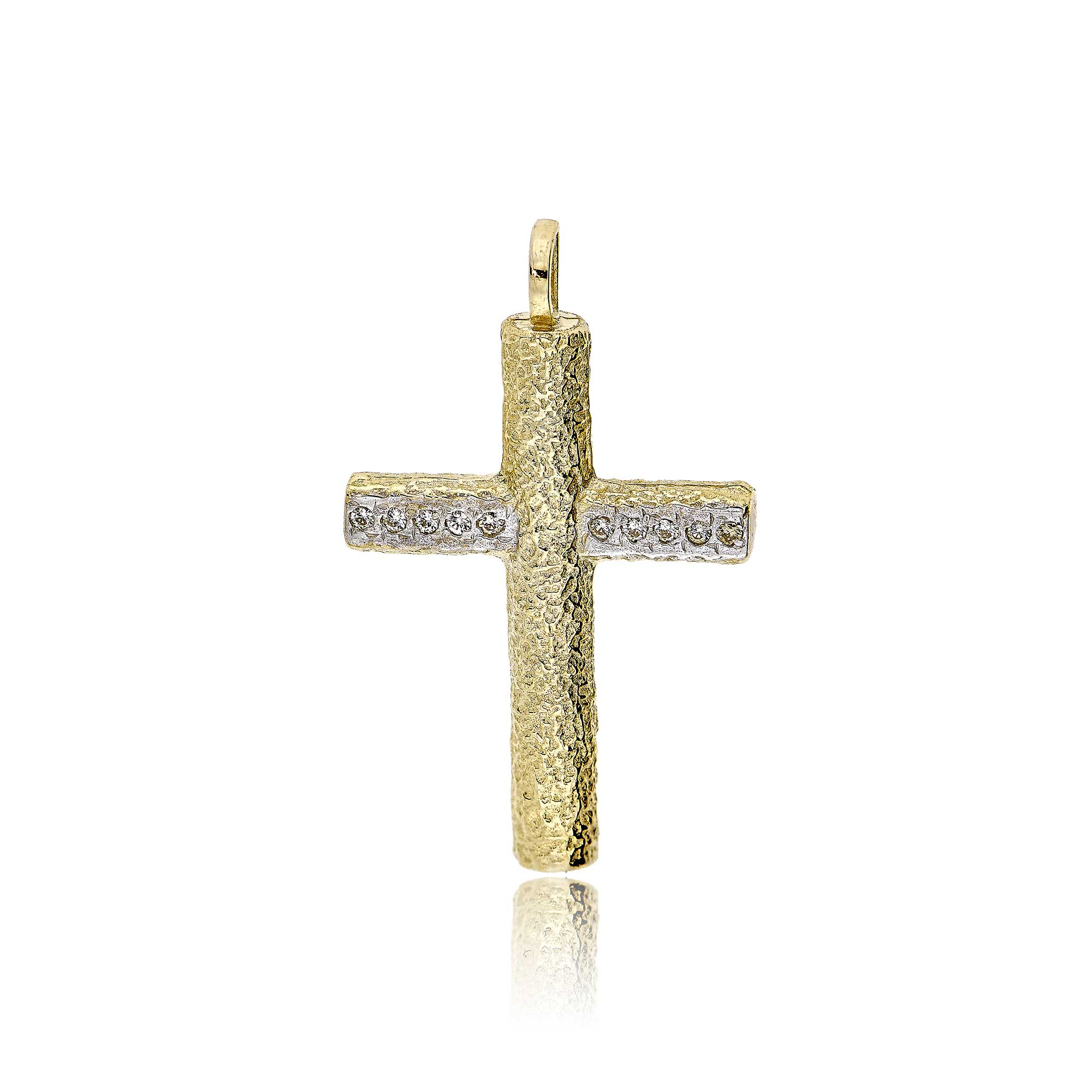 Σταυρός Βάπτισης για Κορίτσι από Κίτρινο Χρυσό Κ14 με Πέτρες Ζιργκόν 033018