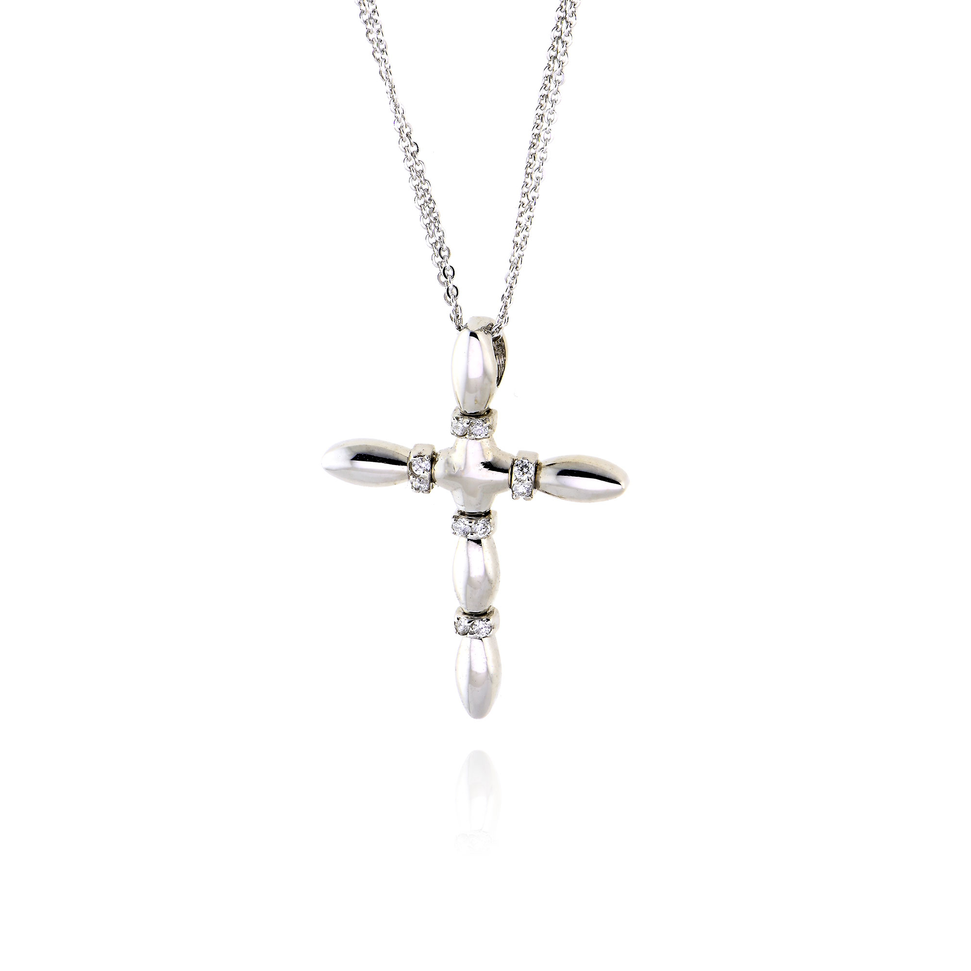 Σταυρός Βάπτισης Val΄Oro με Αλυσίδα για Κορίτσι από Λευκό Χρυσό Κ14 με Διαμάντια 036655