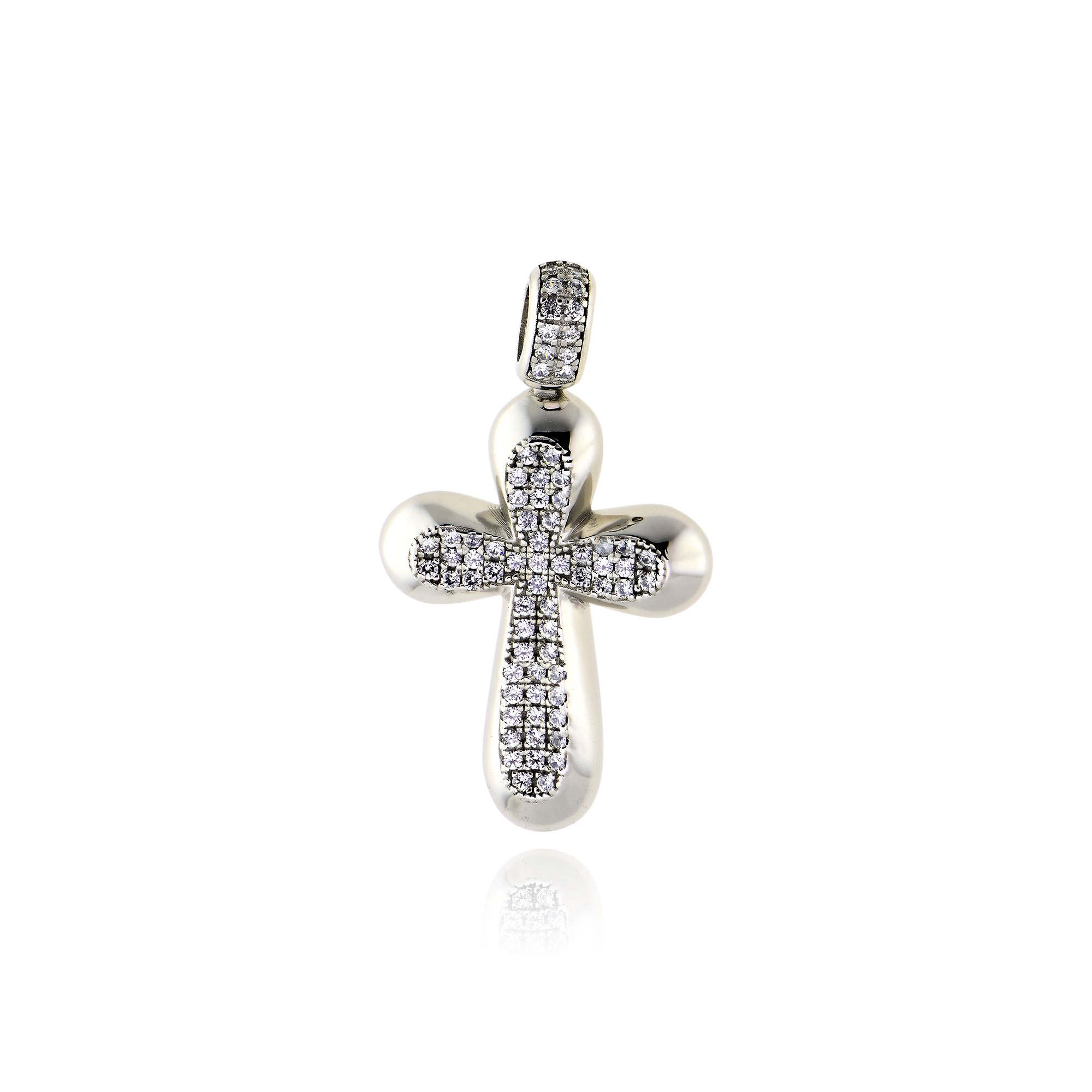 Σταυρός Βάπτισης για Κορίτσι από Λευκό Χρυσό Κ14 με Ζιργκόν 036689