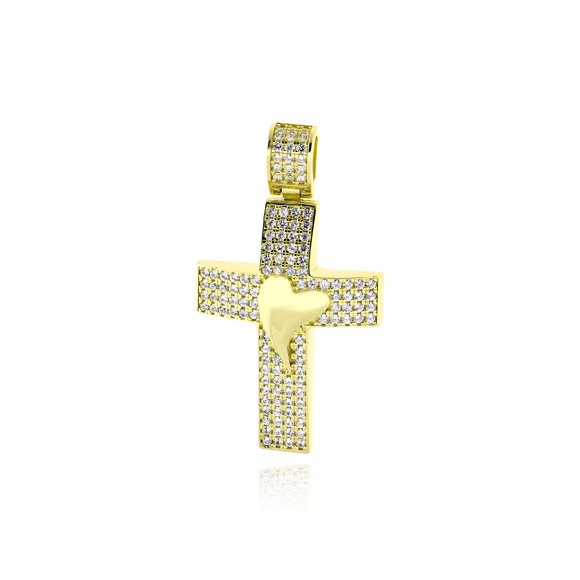 Σταυρός Βάπτισης για Κορίτσι από Κίτρινο Χρυσό Κ14 και Ζιργκόν 036693