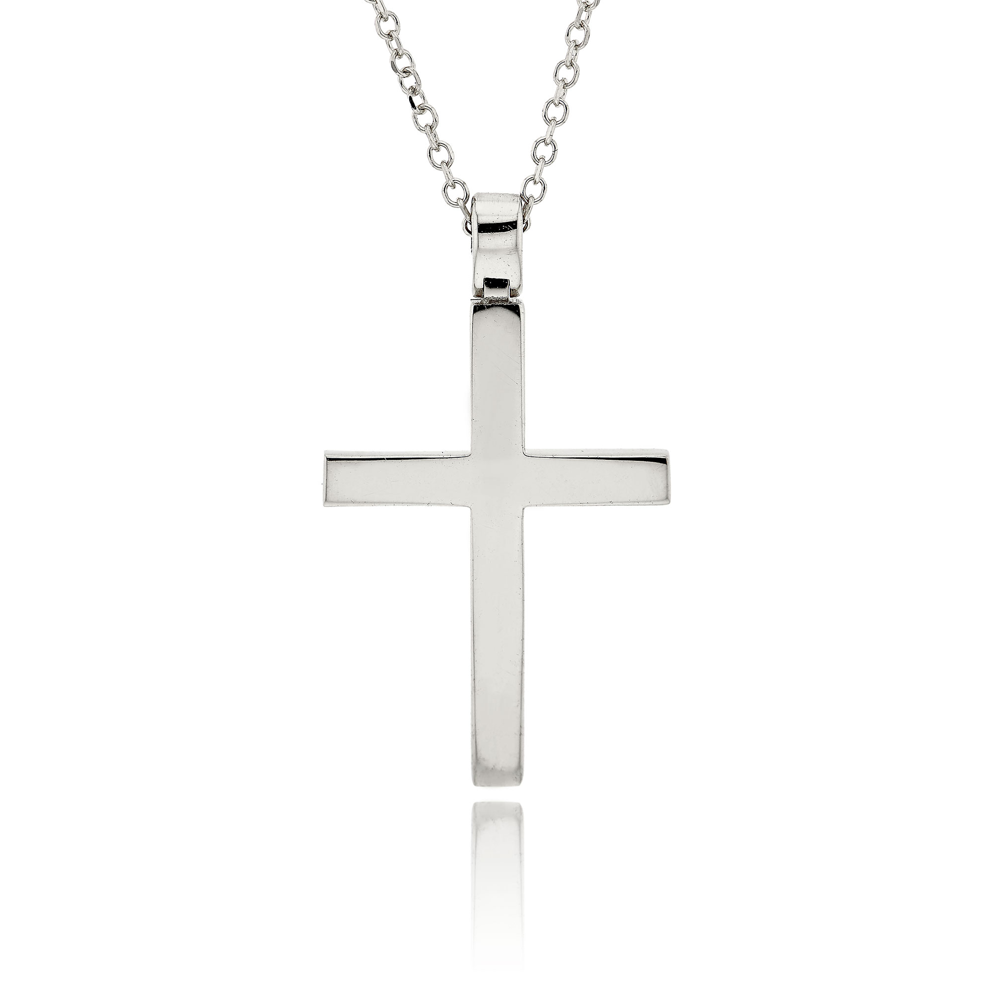 Σταυρός Βάπτισης με Αλυσίδα για Αγόρι από Λευκό Χρυσό Κ14 036706 036706