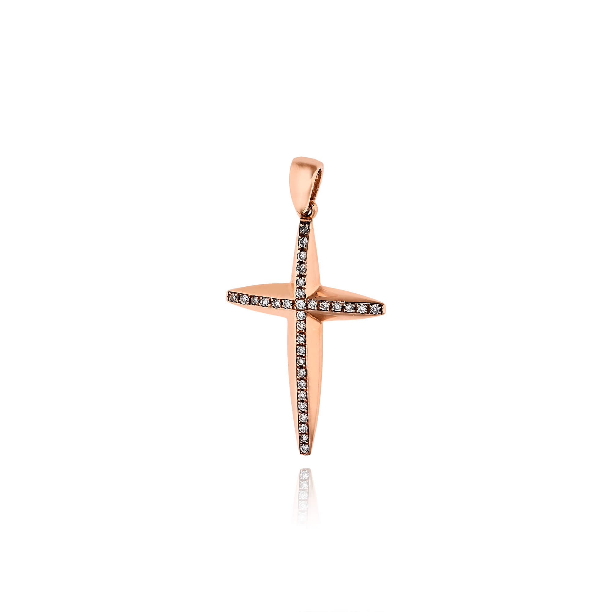 Σταυρός Βάπτισης για Κορίτσι από Ροζ Χρυσό Κ18 με Διαμάντια 038323