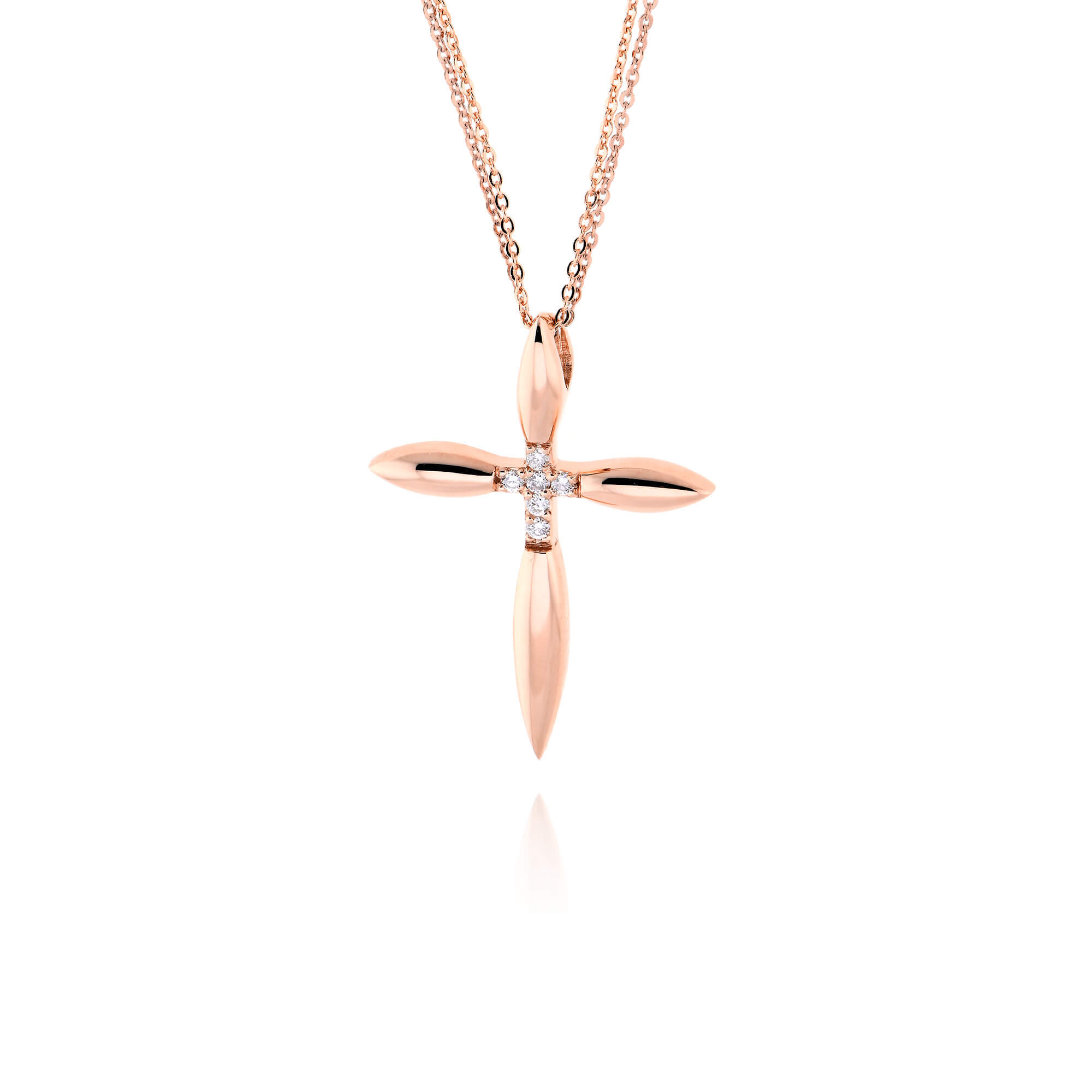 Σταυρός Βάπτισης με Αλυσίδα για Κορίτσι Val΄Oro από Ροζ Χρυσό Κ14 και Πέτρες Ζιργκόν 038419
