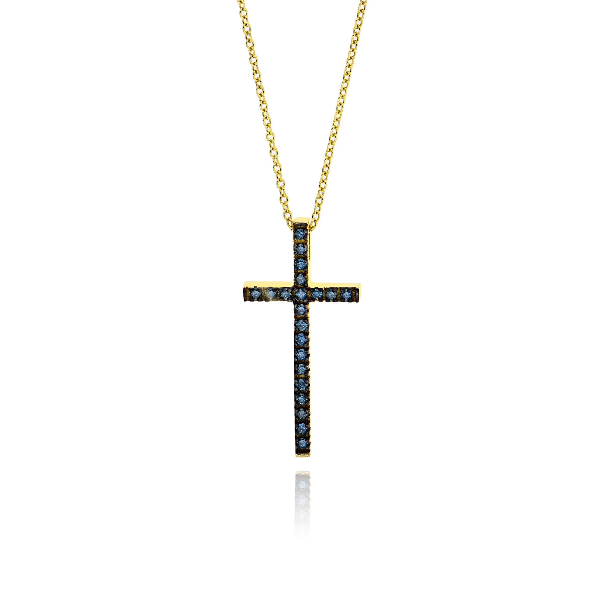 Σταυρός Βάπτισης με Αλυσίδα από Κίτρινο Χρυσό Κ18 και Διαμάντια 038461