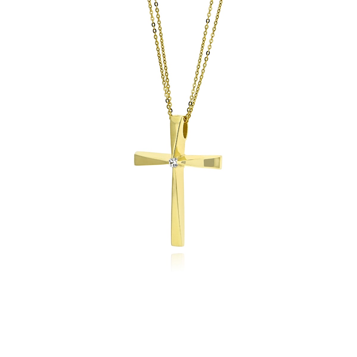 Σταυρός Βάπτισης Val΄Oro με Αλυσίδα για Κορίτσι από Κίτρινο Χρυσό Κ14 και Πέτρα Ζιργκόν 039726