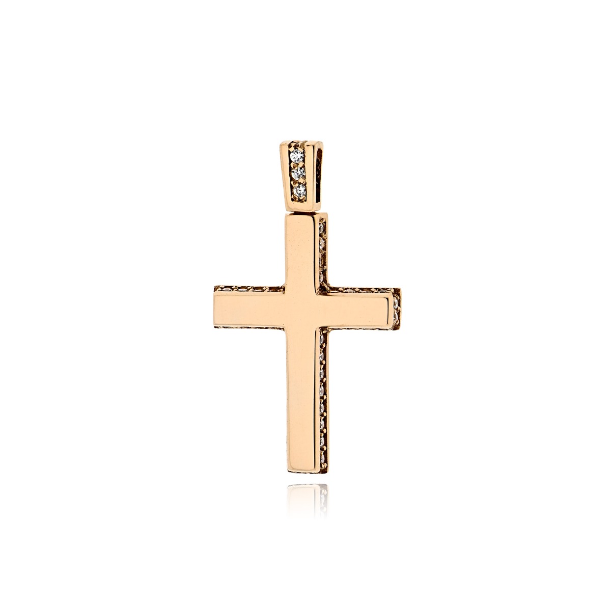 Σταυρός Βάπτισης για Κορίτσι Val΄Oro από Ροζ Χρυσό Κ14 και Πέτρες Ζιργκόν 039741