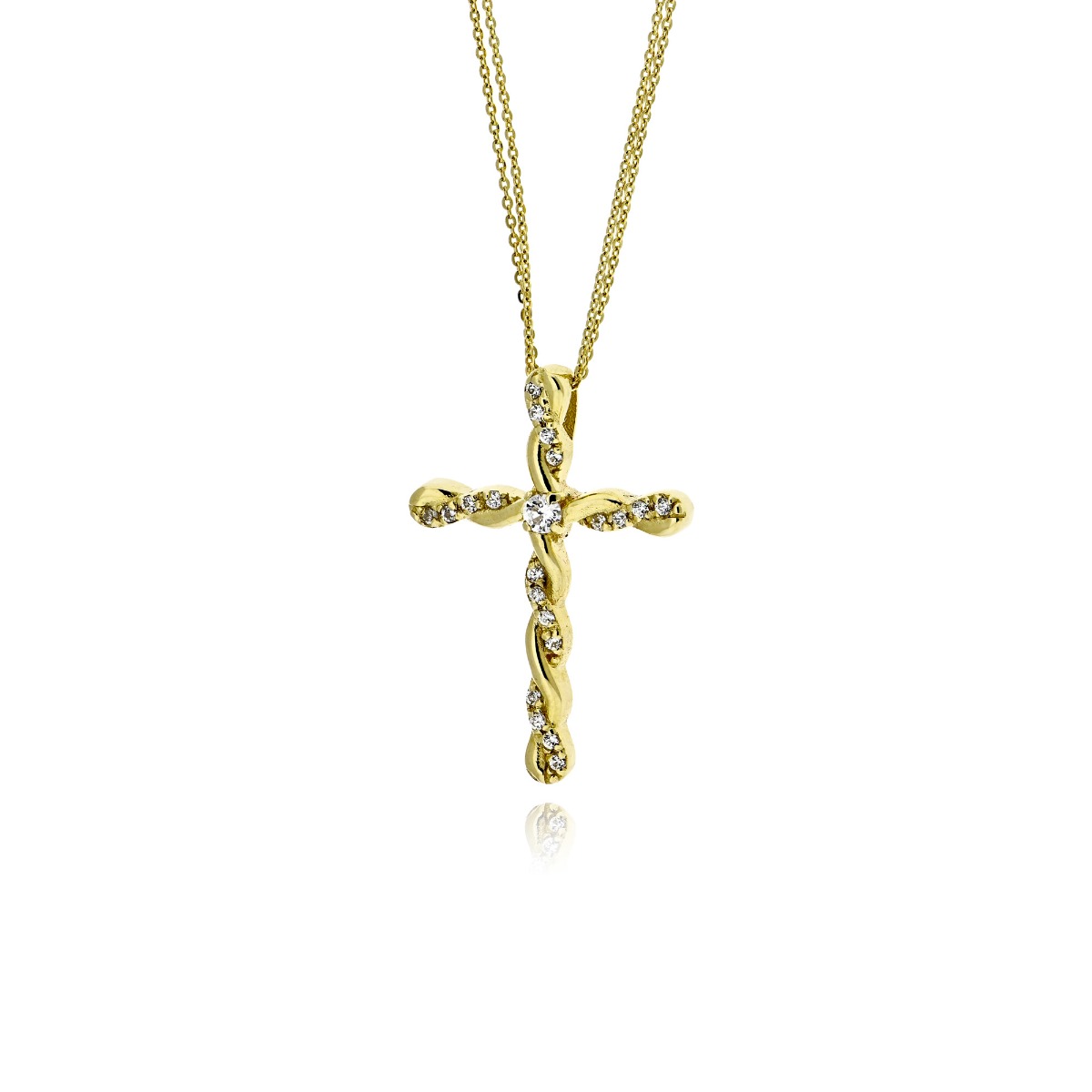 Σταυρός Βάπτισης Val΄Oro με Αλυσίδα για Κορίτσι από Κίτρινο Χρυσό Κ14 και Πέτρα Ζιργκόν 039748