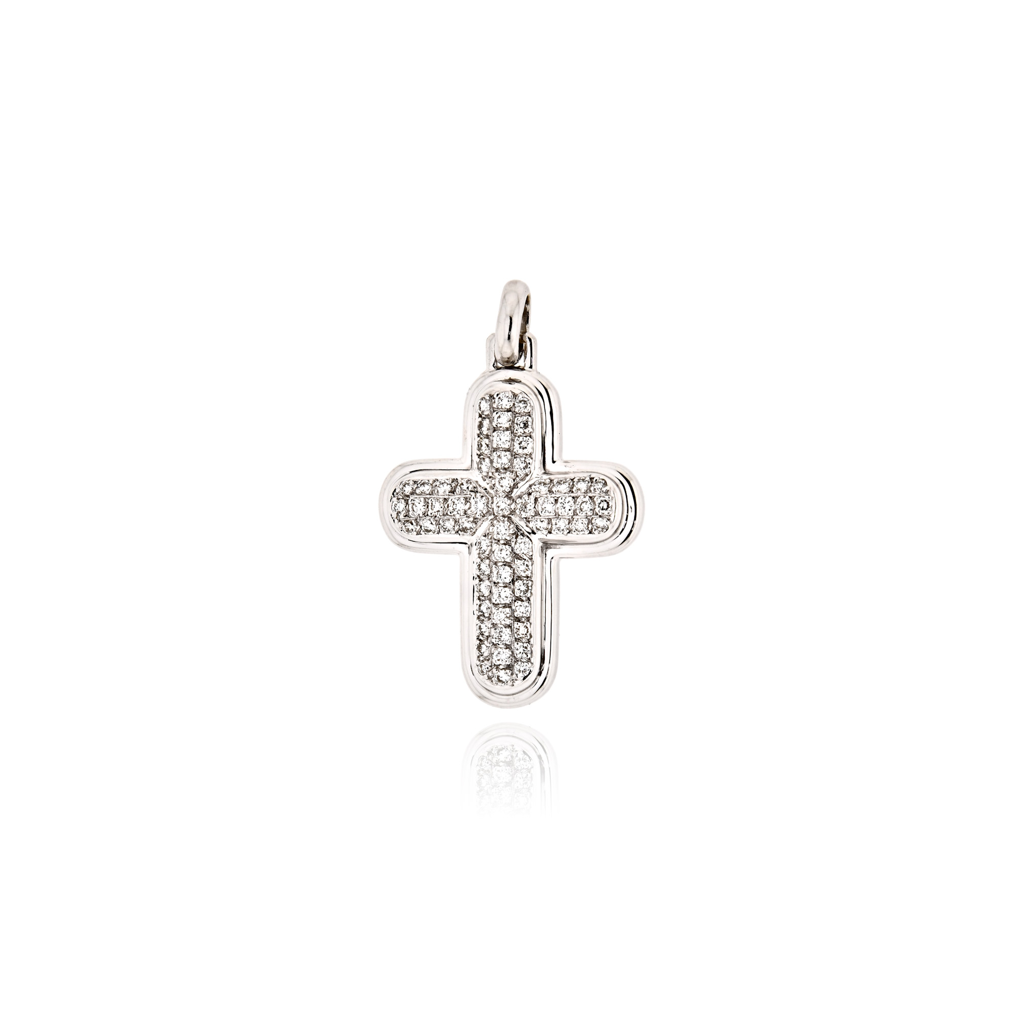 Γυναικείος Σταυρός από Λευκό Χρυσό Κ18 με Διαμάντια 040690