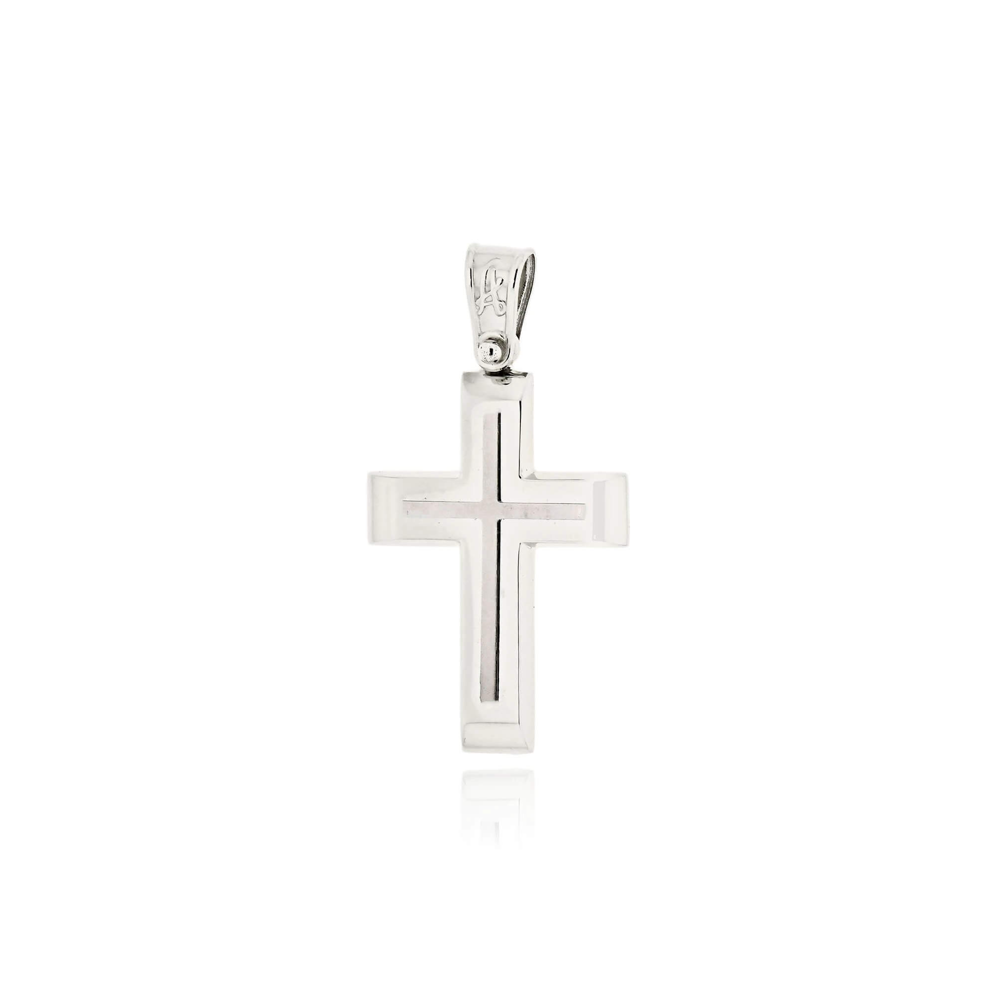 Σταυρός Βάπτισης για Αγόρι Σκέτος από Λευκό Χρυσό 14 Καρατίων 040820