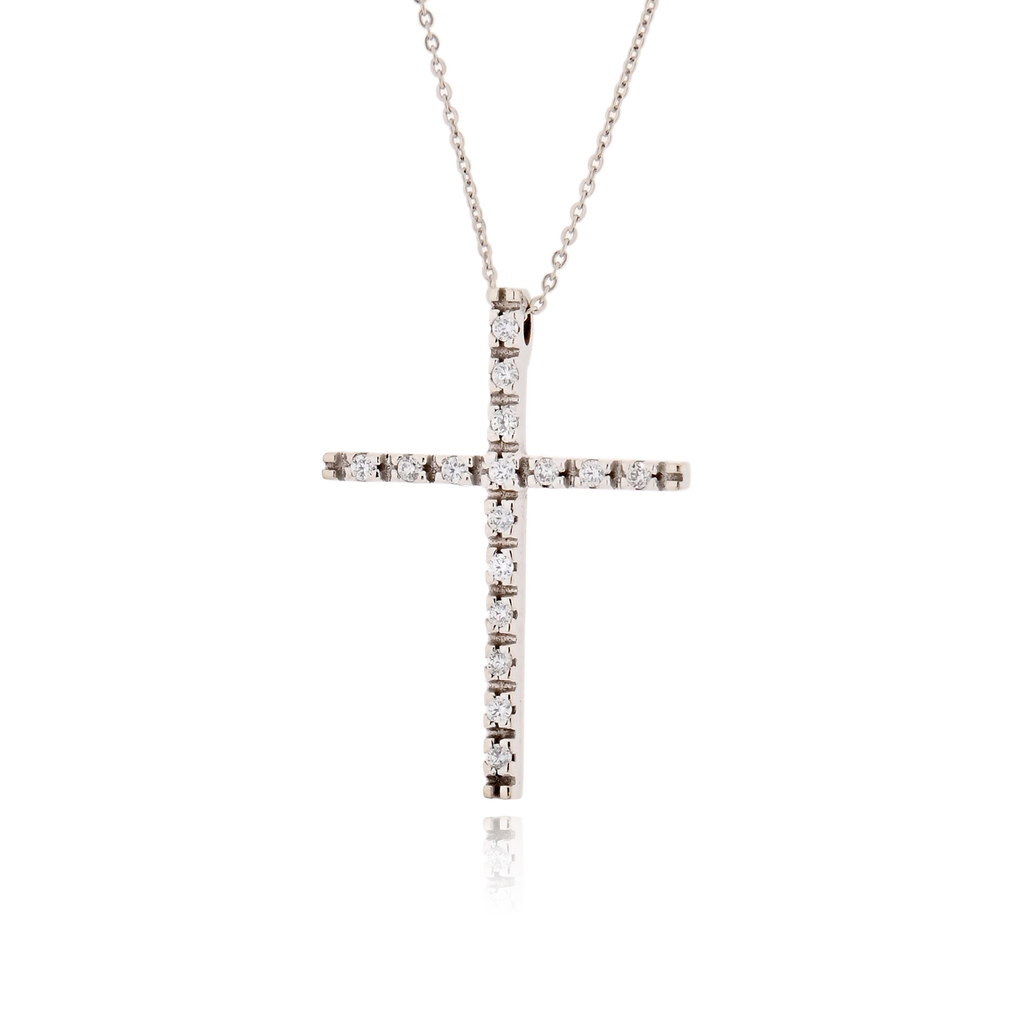 Σταυρός Βάπτισης Val΄Oro με Αλυσίδα για Κορίτσι από Λευκό Χρυσό Κ14 και Ζιργκόν 040837