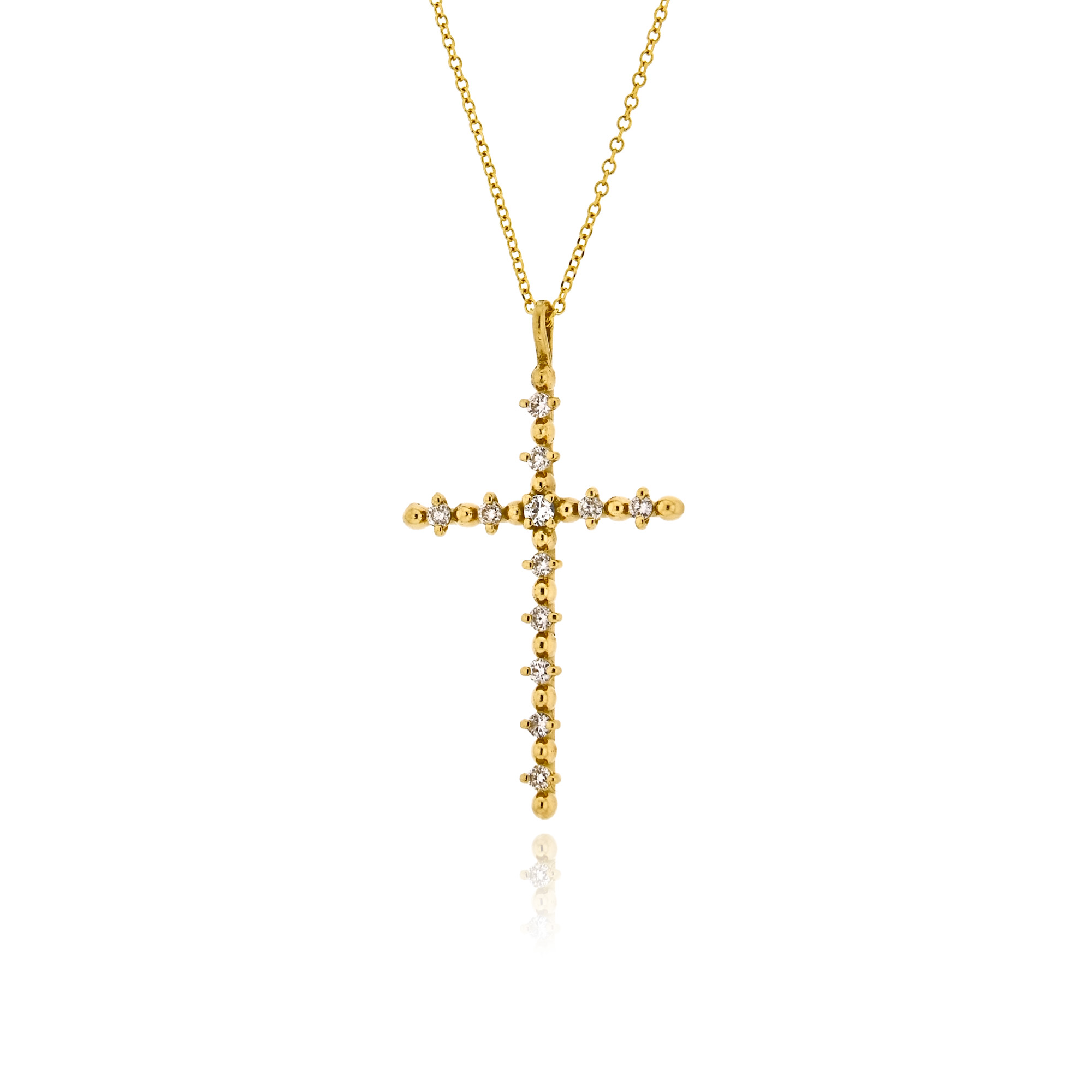 Βαπτιστικός Σταυρός με Αλυσίδα για Κορίτσι από Κίτρινο Χρυσό 18 Καρατίων με Διαμάντια 041136