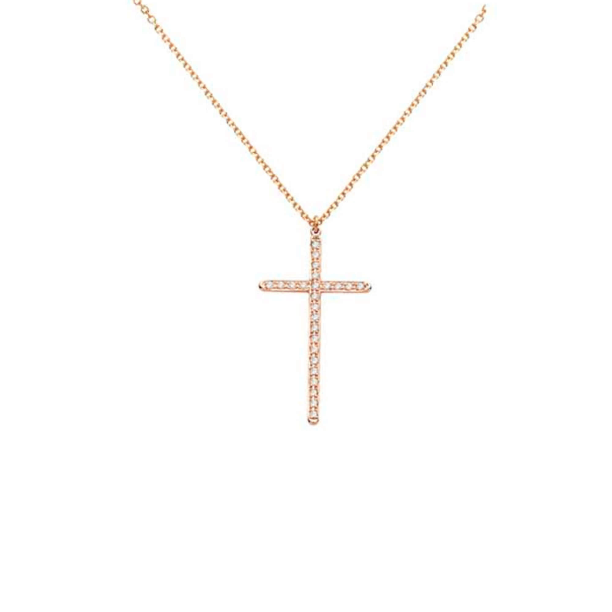 Σταυρός με Αλυσίδα από Κίτρινο Χρυσό Κ14 με Διαμάντια 041148