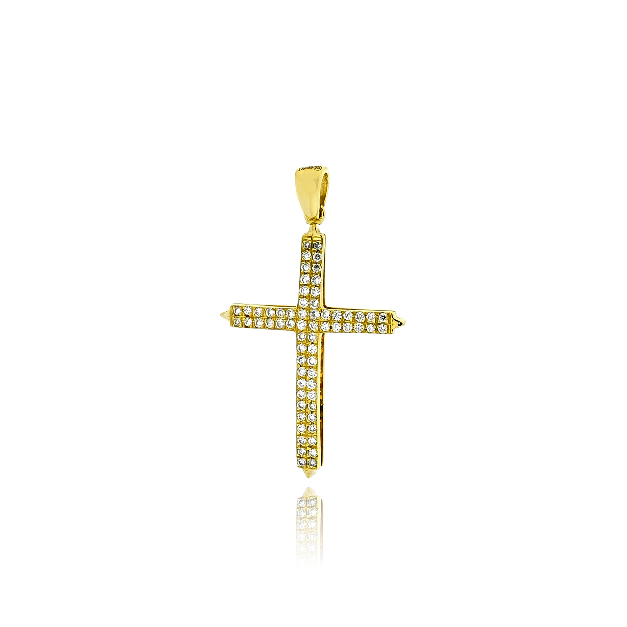Σταυρός Βάπτισης για Κορίτσι από Κίτρινο Χρυσό Κ18 με Διαμάντια Μπριγιάν 041488
