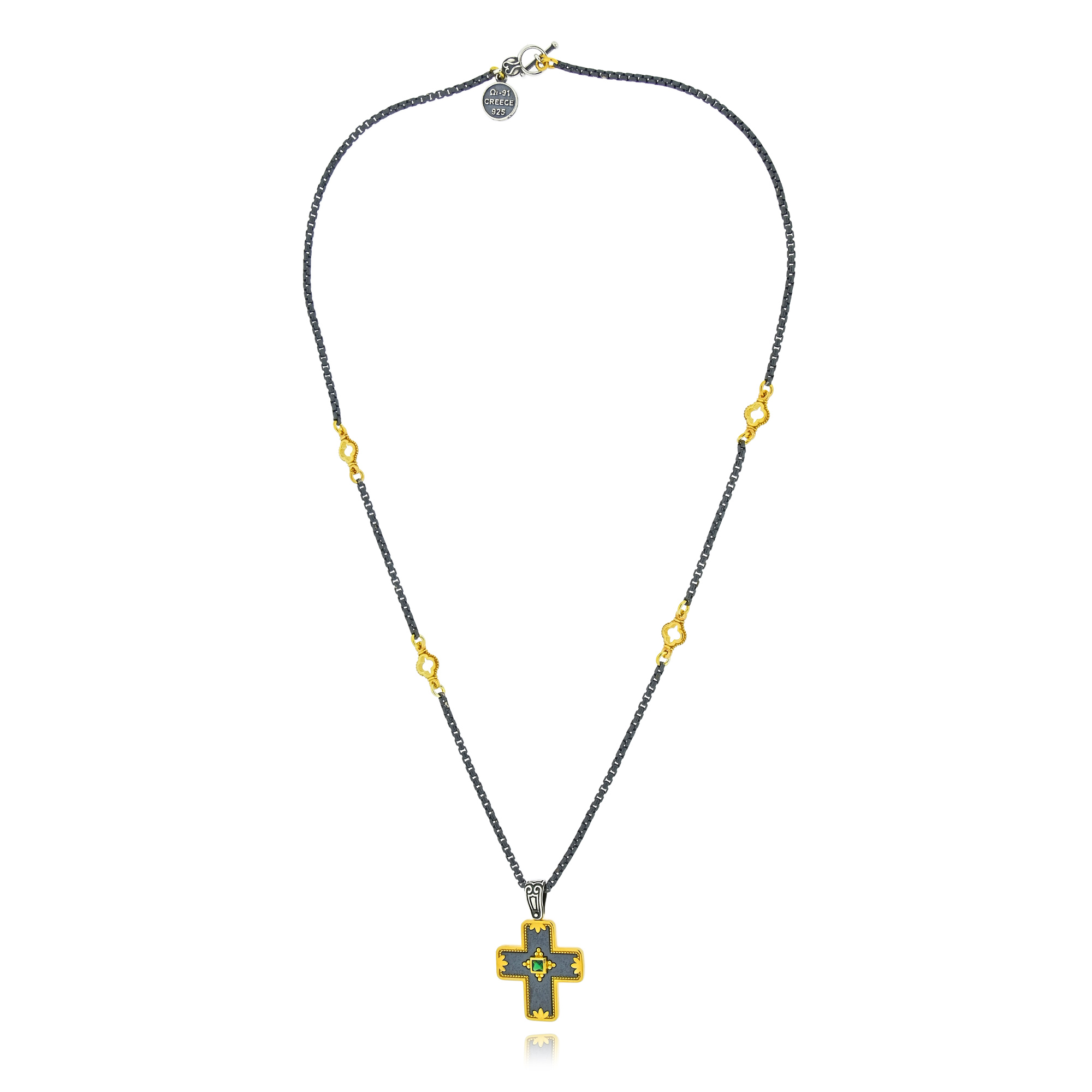 Γυναικείος Σταυρός Anastasios Creations με Αλυσίδα από Ασήμι 925 και Πέτρες Ζιργκόν 042009