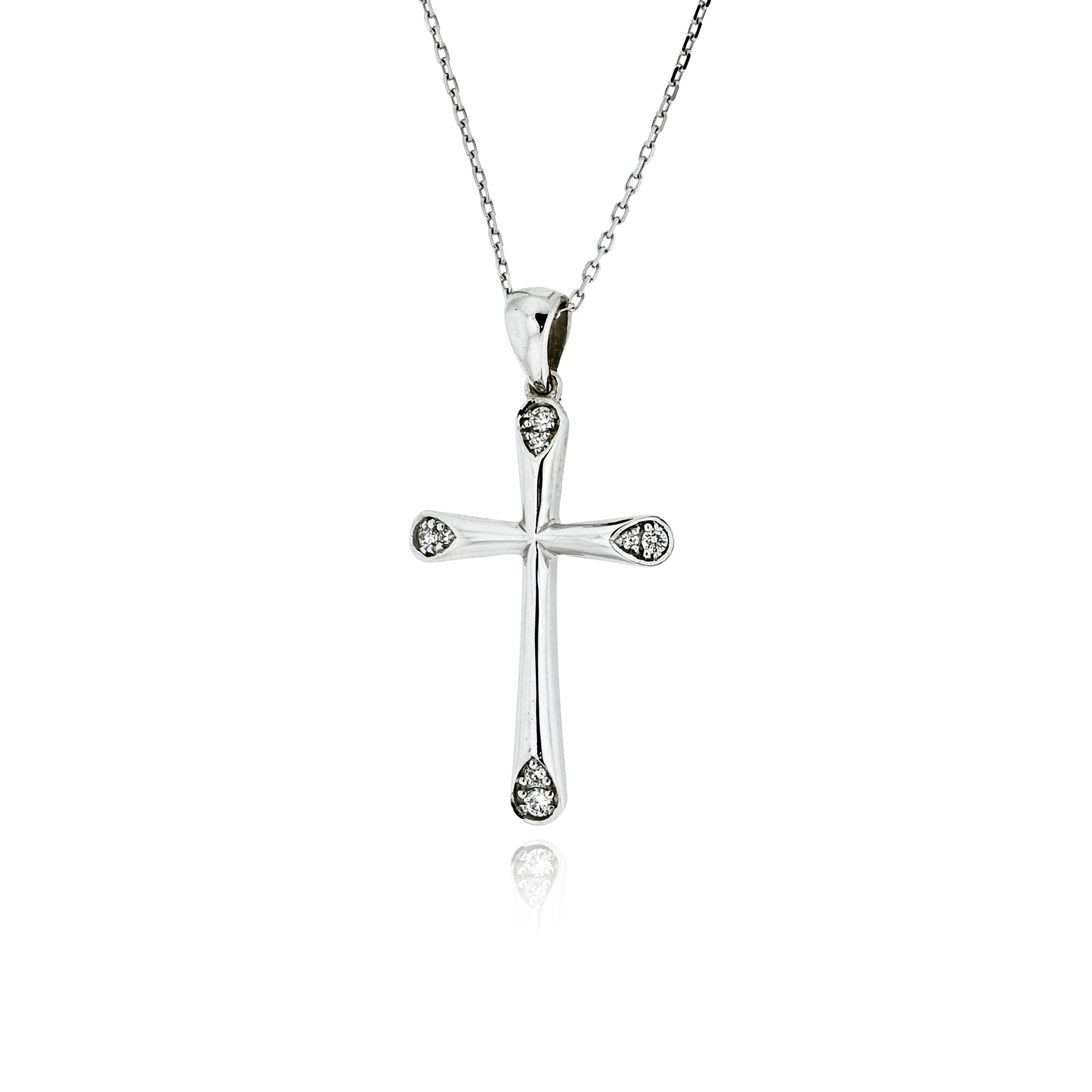 Σταυρός Βάπτισης με Αλυσίδα για Κορίτσι από Λευκό Χρυσό Κ18 με Διαμάντια 042255