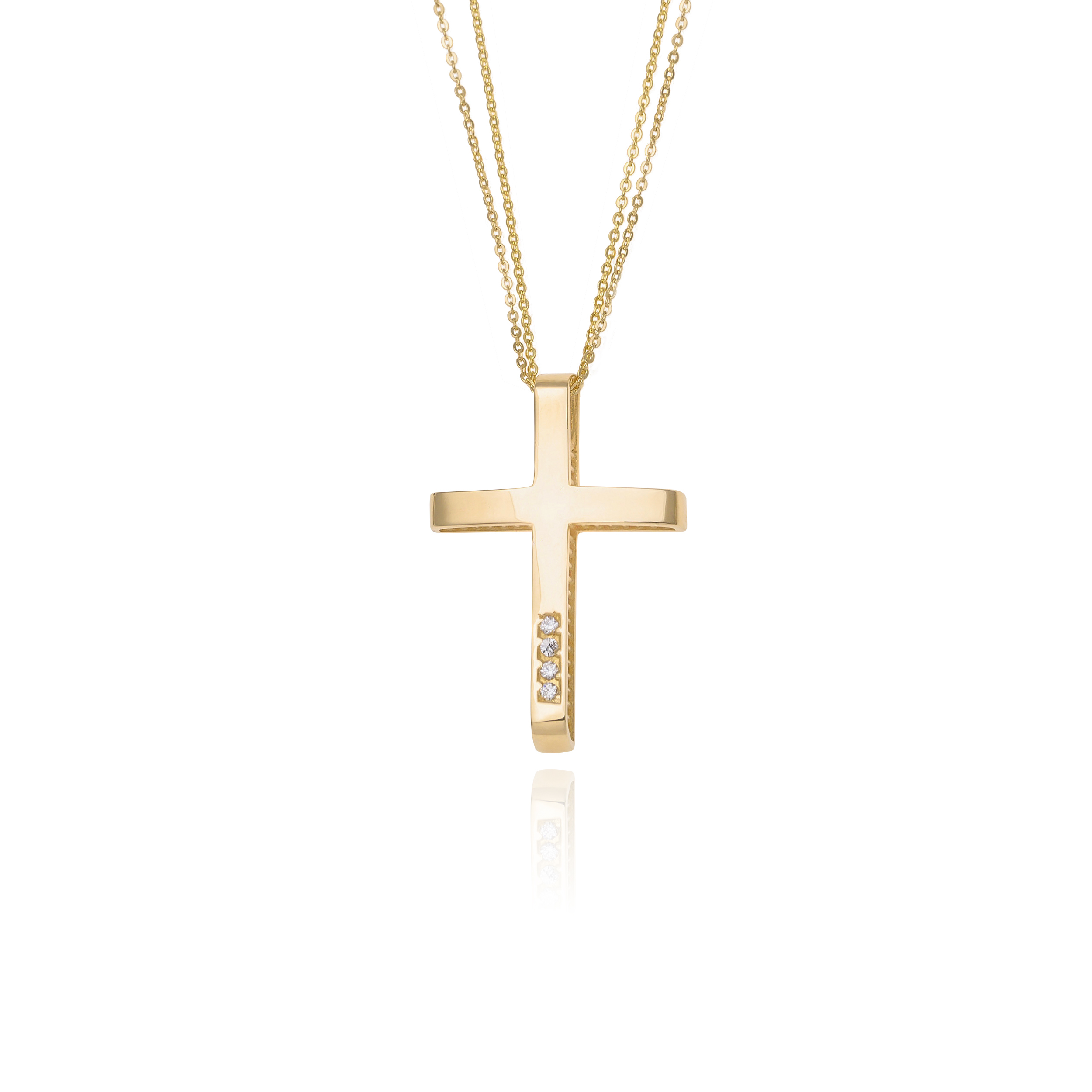 Σταυρός Βάπτισης για Κορίτσι Val΄Oro με Αλυσίδα από Κίτρινο Χρυσό Κ14 και Ζιργκόν 042517