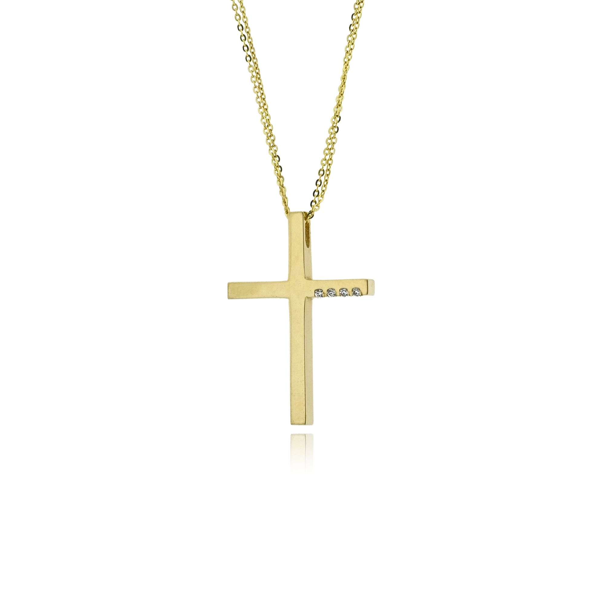 Σταυρός Βάπτισης για Κορίτσι Val΄Oro με Αλυσίδα από Κίτρινο Χρυσό Κ14 και Ζιργκόν 042674