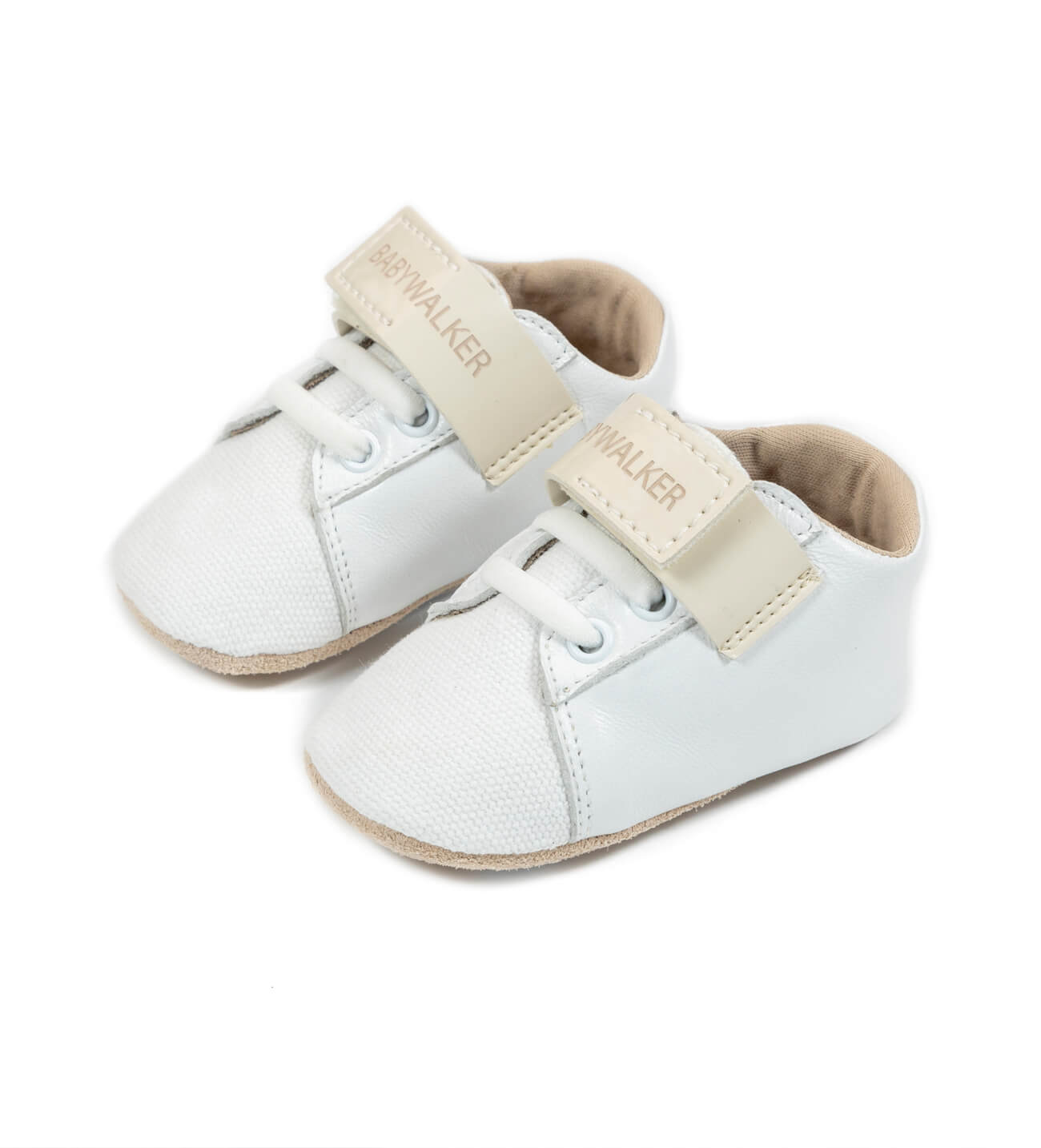 Babywalker Δετό Sneaker Αγκαλιάς Λευκό Εκρού