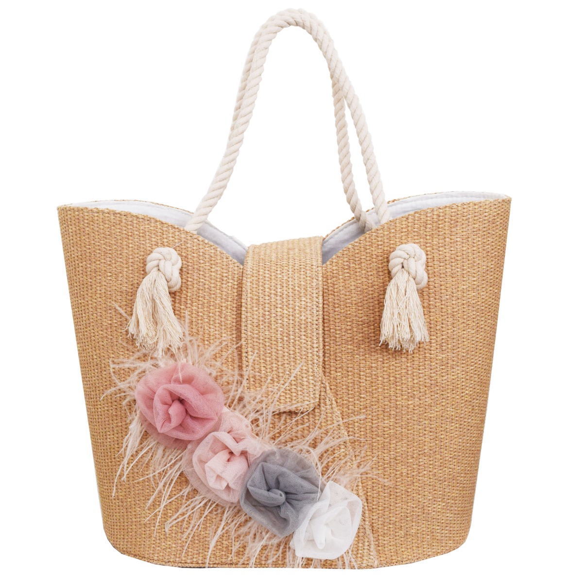 NstNastasia Τσάντα Βάπτισης με Λουλούδια και Φτερά 1932