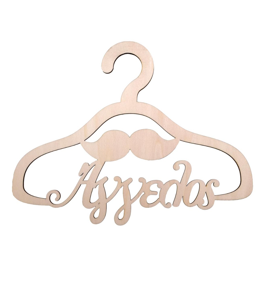 NstNastasia Ξύλινη κρεμάστρα με Όνομα θέμα Μουστάκι 0030