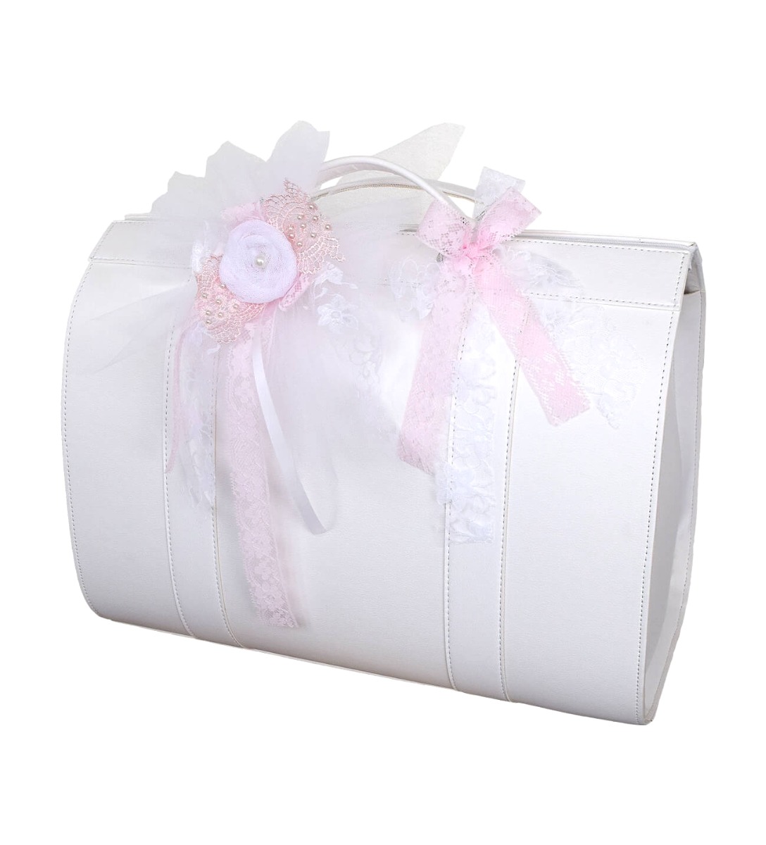 NstNastasia Τσάντα Βάπτισης Συνθετικό Δέρμα Λουλούδι Λευκό Ροζ 1440