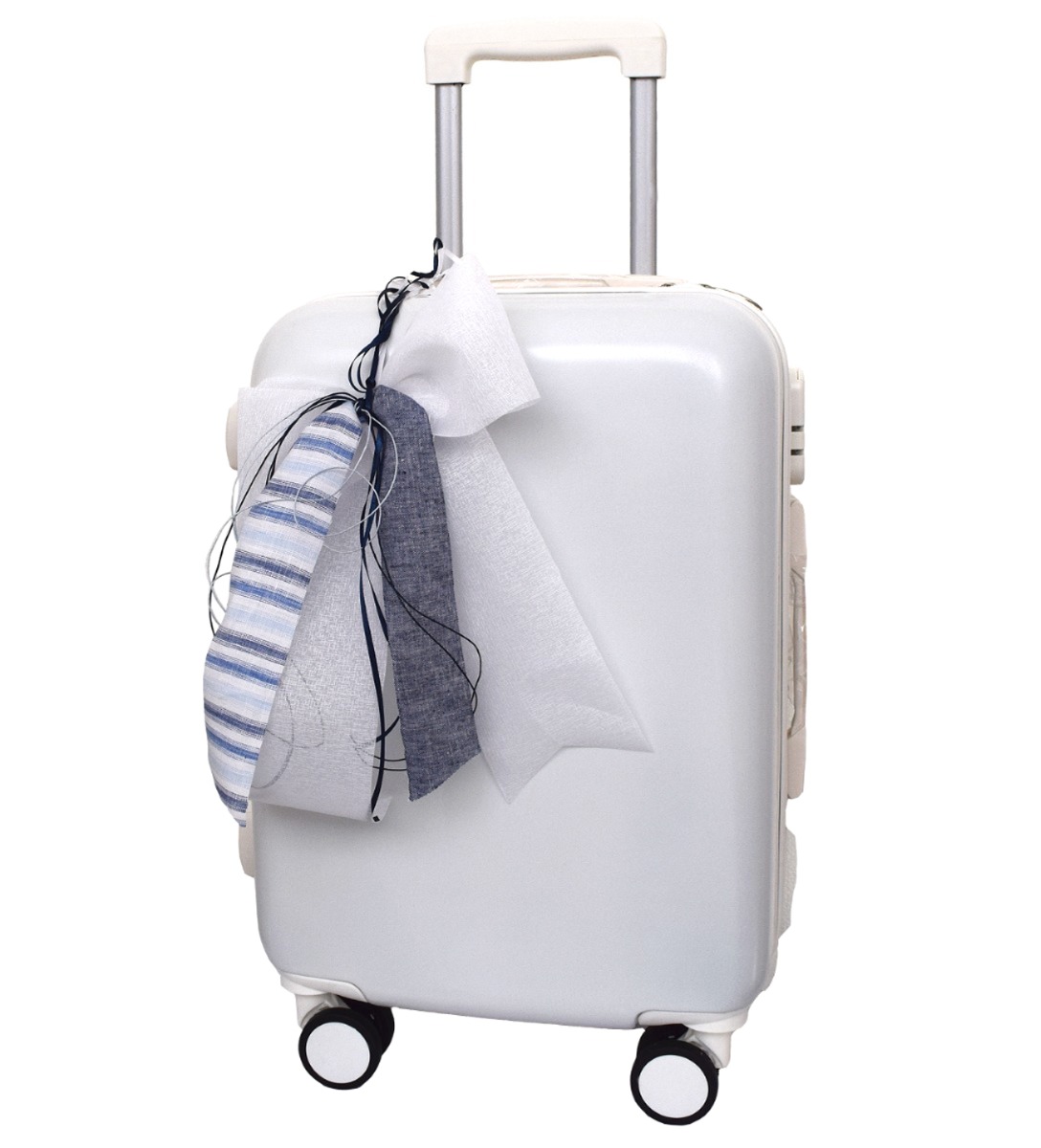 NstNastasia Βαλίτσα Ταξιδιού Βάπτισης Λευκή Φιόγκος Λευκός Μπλε 1901