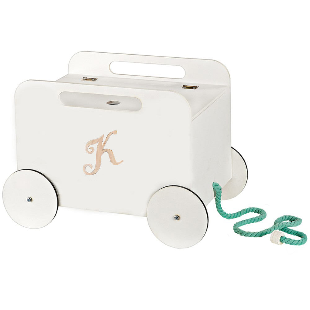 NstNastasia Ξύλινο Παιχνιδόκουτο Βάπτισης με Ρόδες και Ξύλινο Μονόγραμμα 1939