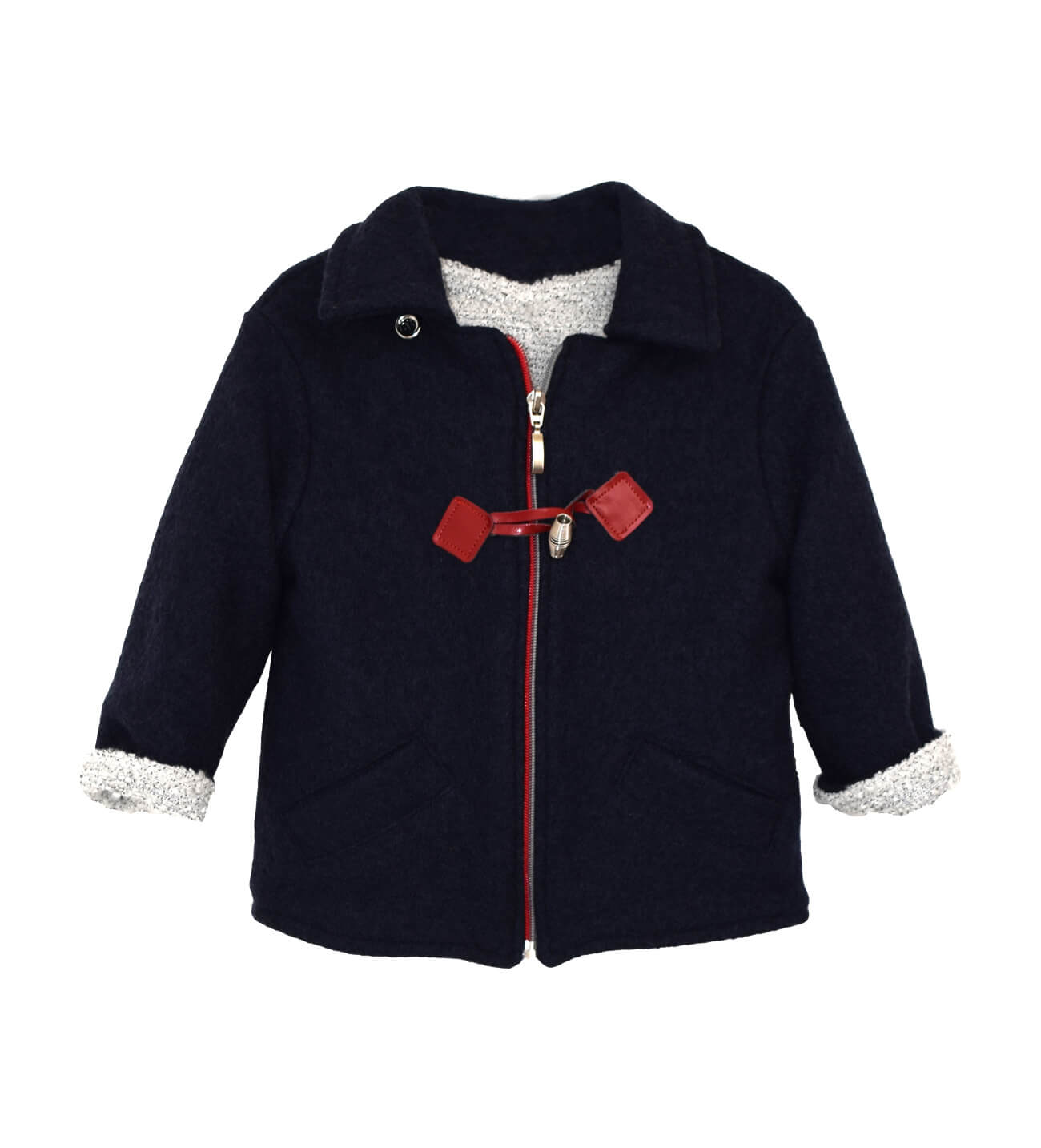 NstNastasia Βαπτιστικό Μπουφάν Μπλε Doubleface Φόδρα Μάλλινη Κούμπωμα Κόκκινο 0972