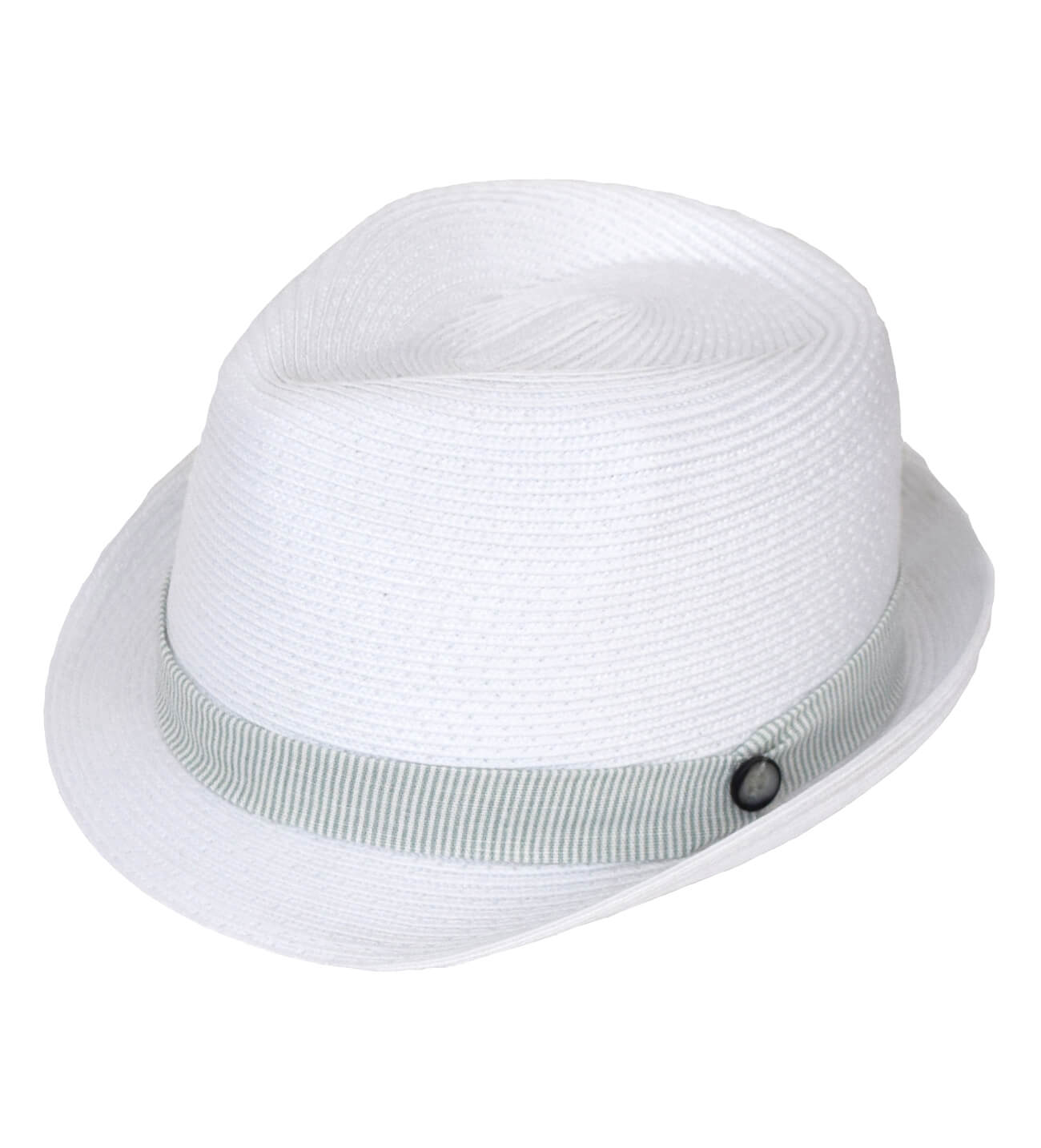 NstNastasia Βαπτιστικό Ψάθινο Λευκό Καπέλο Μέντα Ριγέ Τρέσα Κουμπί 1178