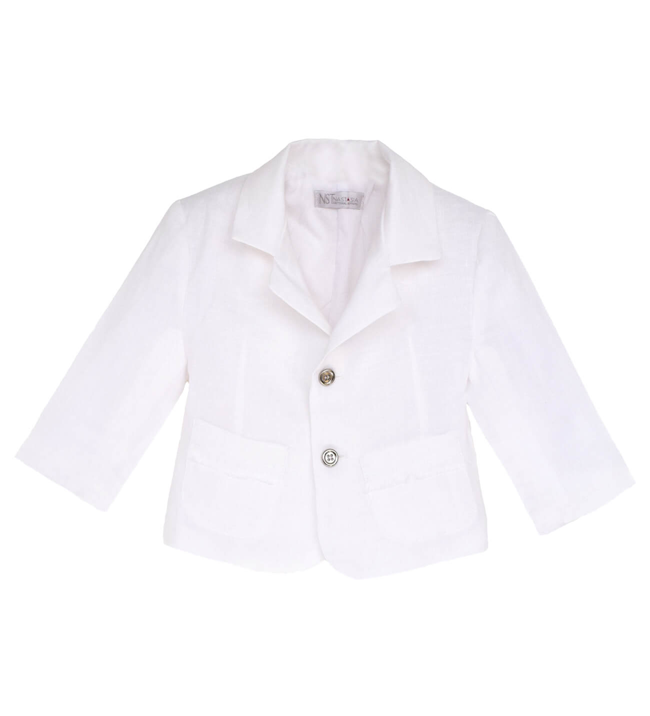 NstNastasia Βαπτιστικό Σακάκι Λευκό Καπαρντίνα Κουμπιά Ασημί 3942
