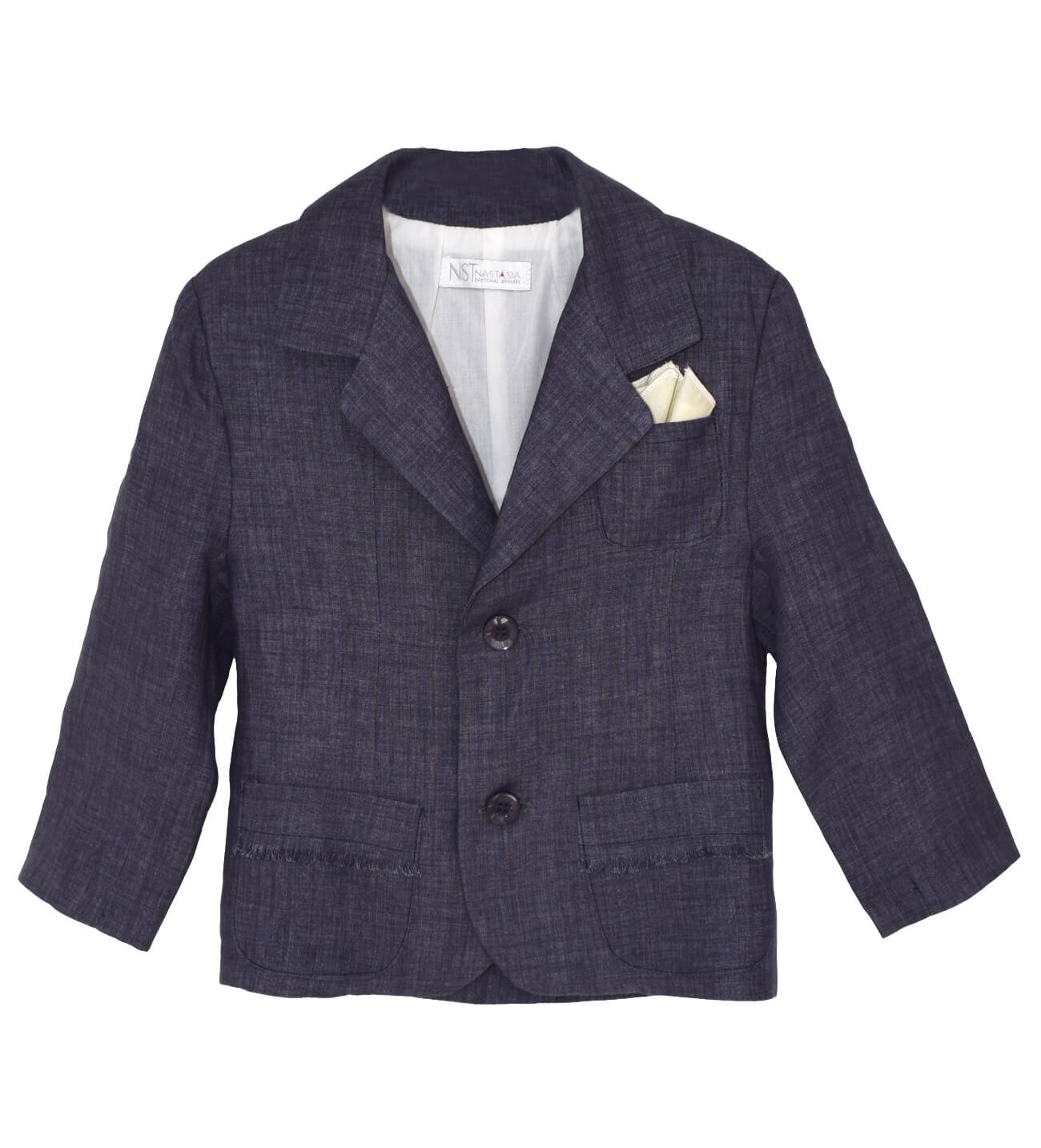 NstNastasia Βαπτιστικό Σακάκι Μπλεγκρί Μαντήλι Ανοιχτό Κίτρινο 3945