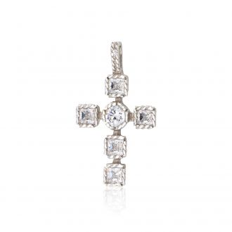 Σταυρός Βάπτισης για Κορίτσι Λευκό Χρυσό Κ14 με Πέτρες Ζιργκόν 002374