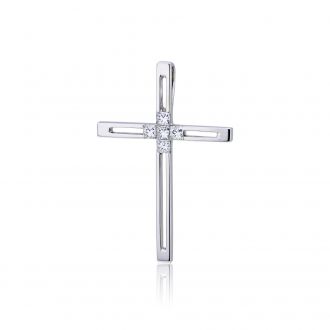 Σταυρός Βάπτισης για Κορίτσι Λευκό Χρυσό Κ18 με Διαμάντια Μπριγιάν 002461