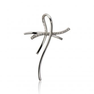 Σταυρός Γυναικείος Λευκό Χρυσό 18 Καρατίων Κ18 με Διαμάντια Μπριγιάν 002469