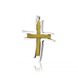 Σταυρός Κίτρινο και Λευκό Χρυσό 18 Καρατίων Κ18 007455