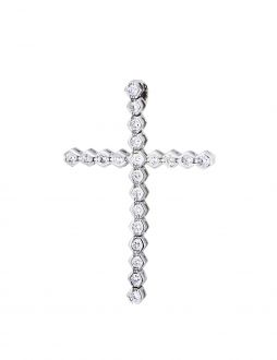 Γυναικείος Σταυρός από Λευκό Χρυσό Κ18 με Διαμάντια Μπριγιάν 009460